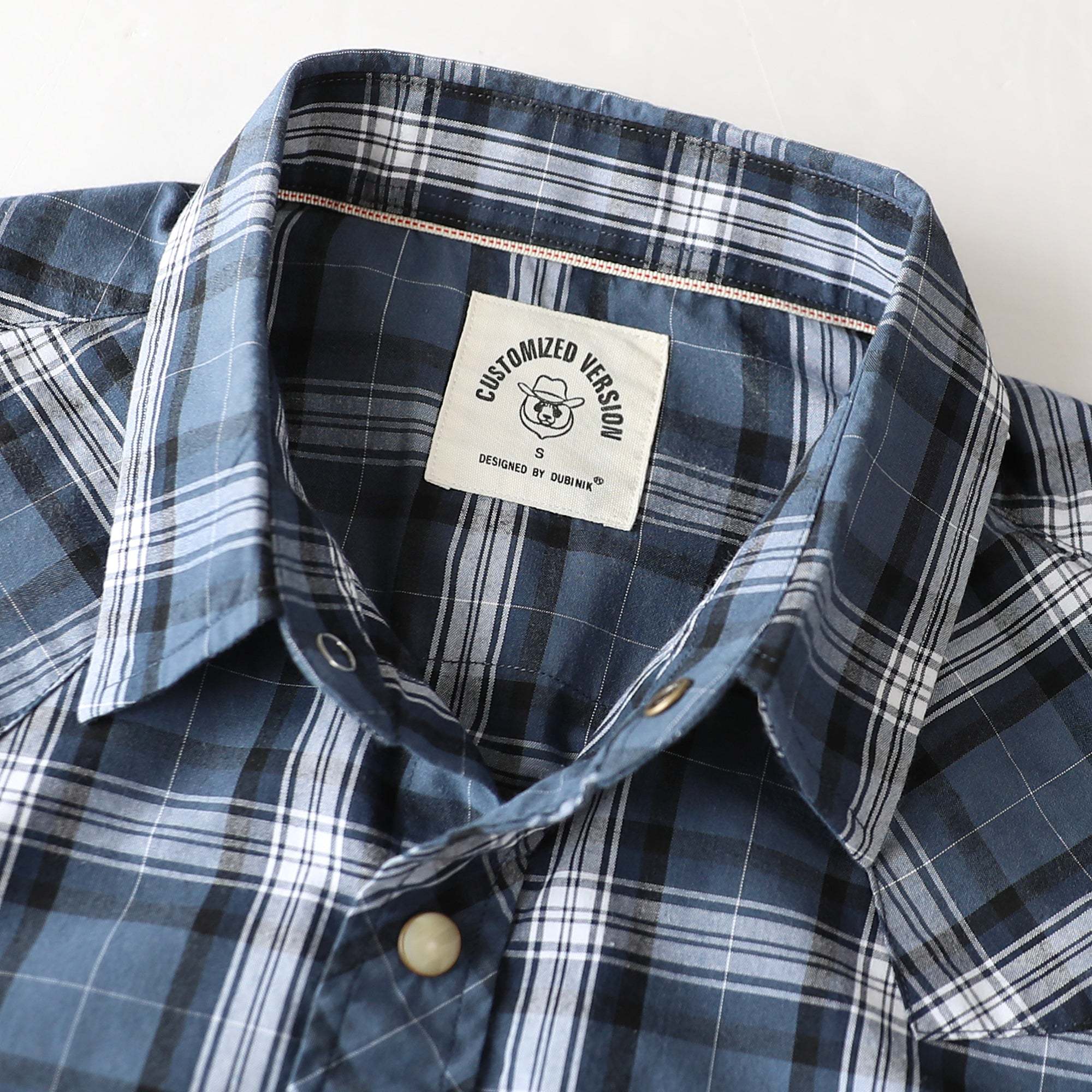 Dubinik? 4.1oz Pearl Snap Shirts For Men Long Sleeve Lightweight Casual Sawtooth Pocket Western Plaid Cowboy Cotton Vintage Work Shirt#48015