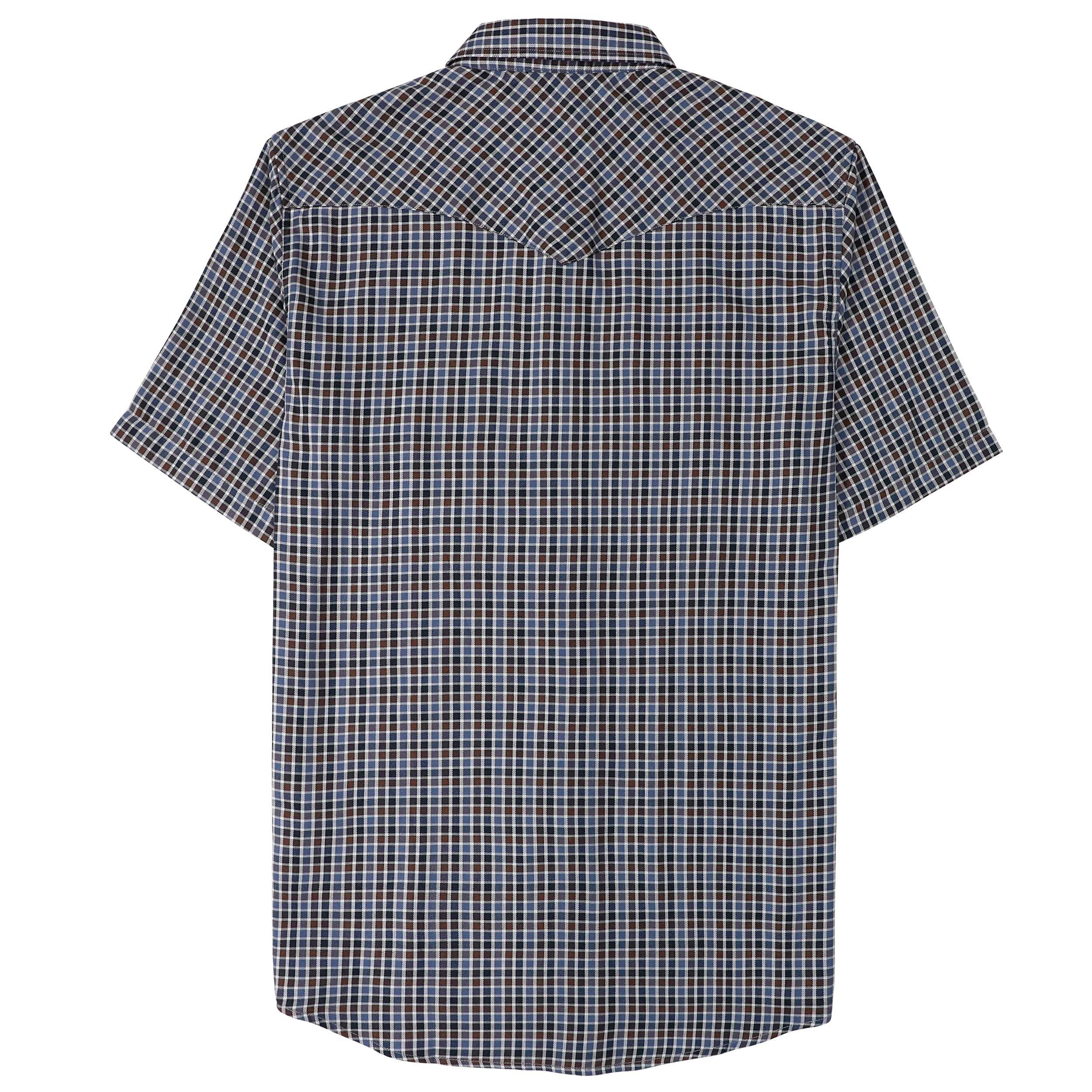 Dubinik?Bamboo Fiber Mens Shirts Short Sleeve Plaid Shirt Men Western Cowboy Pearl Snap Vintage Casual Plaid Shirt #2905