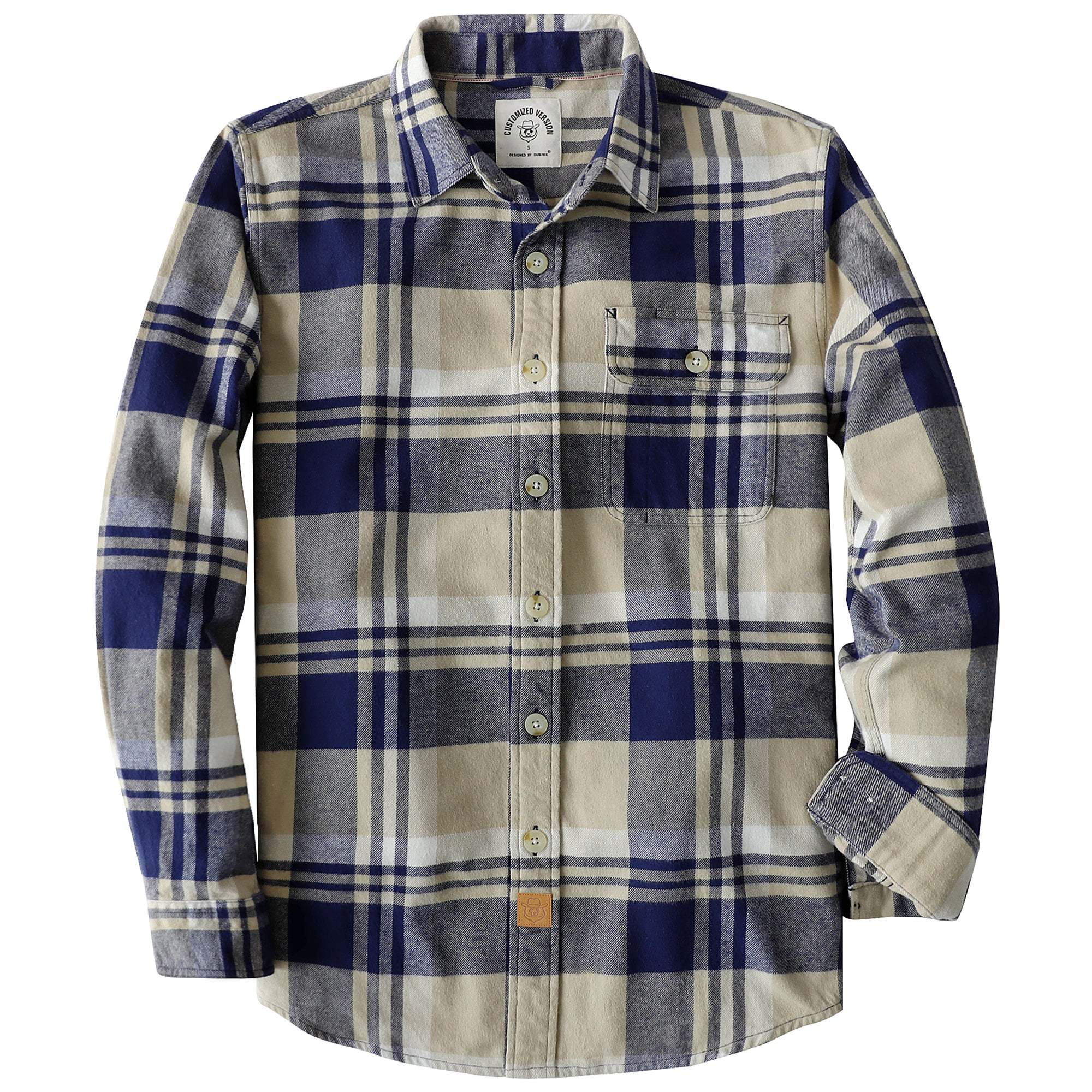 Dubinik? 6oz Mens Long Sleeve Midweight Flannel Shirt Warm Casual Soft Cotton Button Down Plaid Shirt #3421