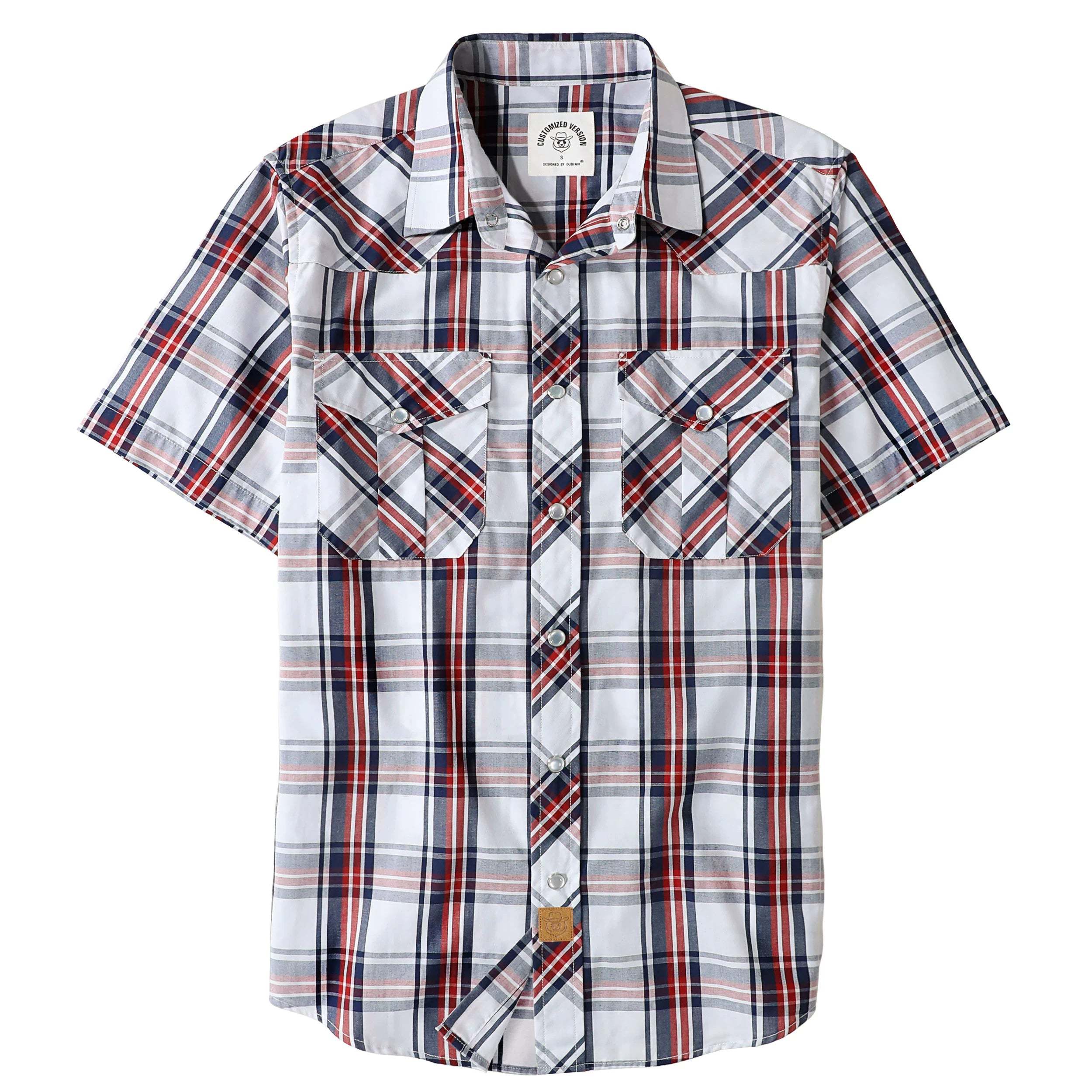 Dubinik? Western Shirts for Men Short Sleeve Plaid Pearl Snap Shirts for Men Button Up Shirt Cowboy Casual Work Shirt#41025