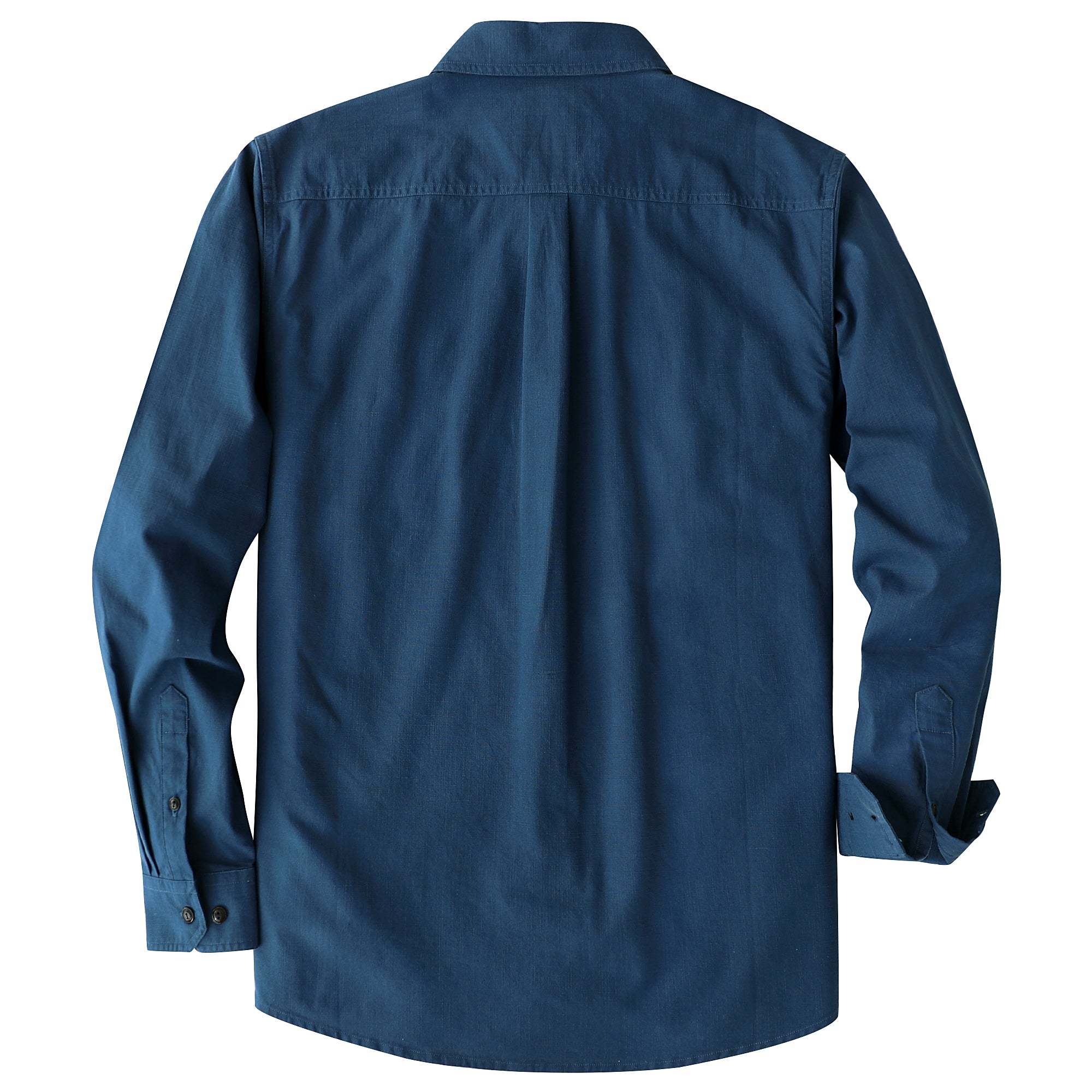 Dubinik? 5.5oz Navy Blue Chambray Long Sleeve Button-Front Closure Pocket Cotton Workshirt#58015
