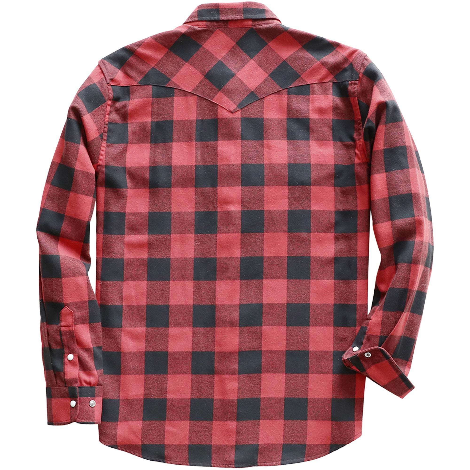 6oz Mens Buffalo Plaid Flannel Long Sleeve Pearl Snap Buttons Western Cowboy Vintage Casual Shirts #2802
