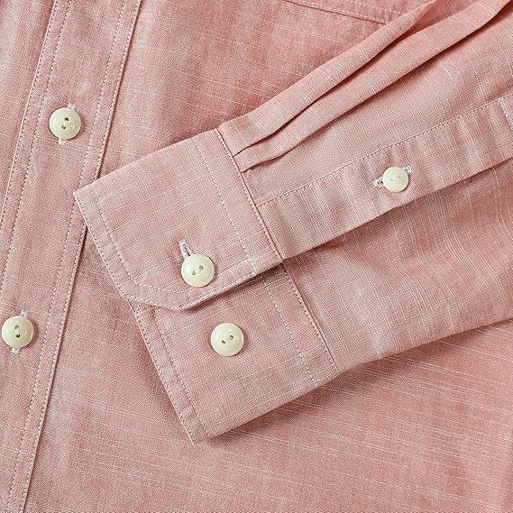 Dubinik? 5.5oz Pink Chambray Long Sleeve Button-Front Closure Pocket Cotton Workshirt#58002