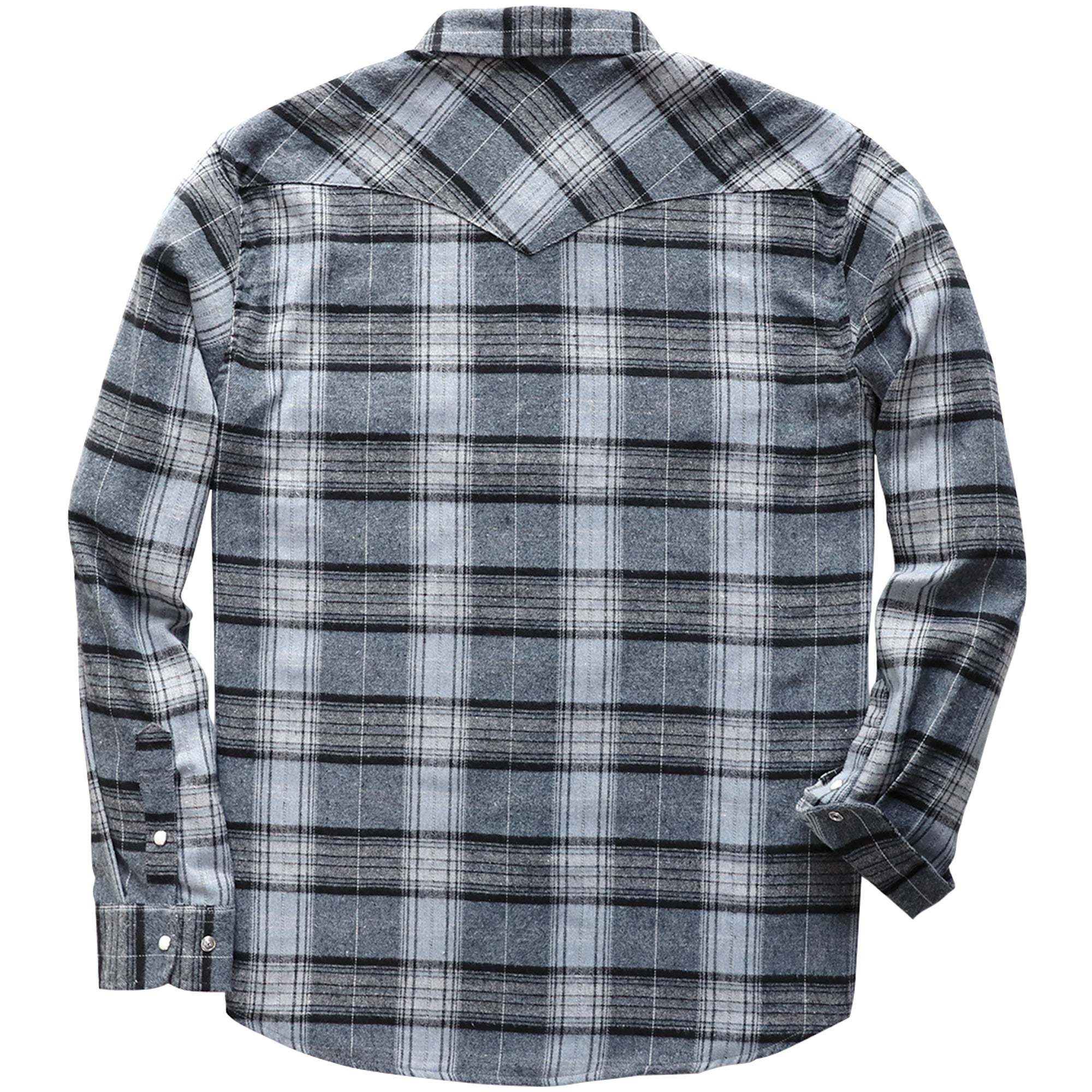 6oz Mens Flannel Long Sleeve Pearl Snap Buttons Western Cowboy Vintage Casual Shirts #2813