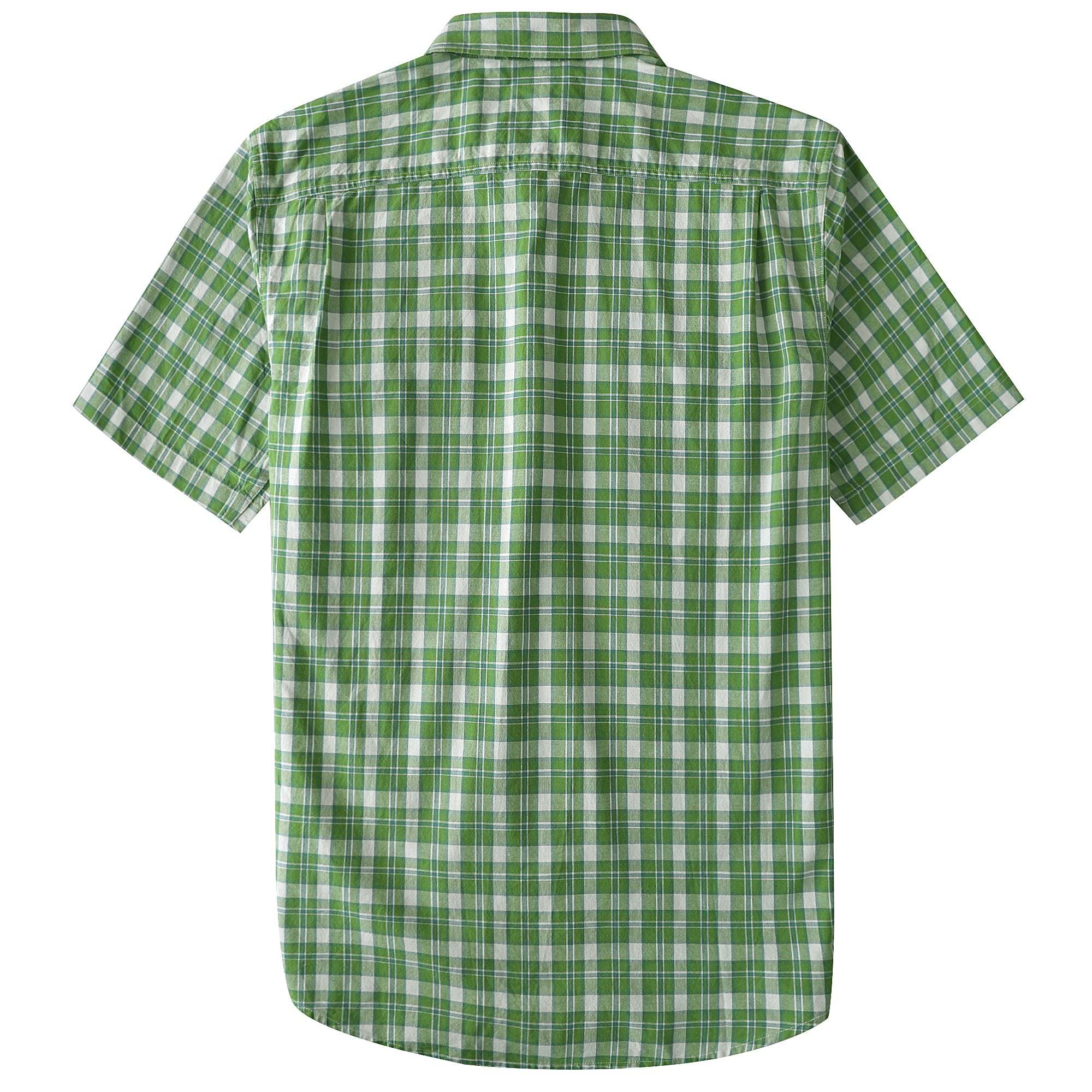 Dubinik? Men’s Short Sleeve Button-Down Shirt, Double Pockets, Casual Workwear Plaid#10174