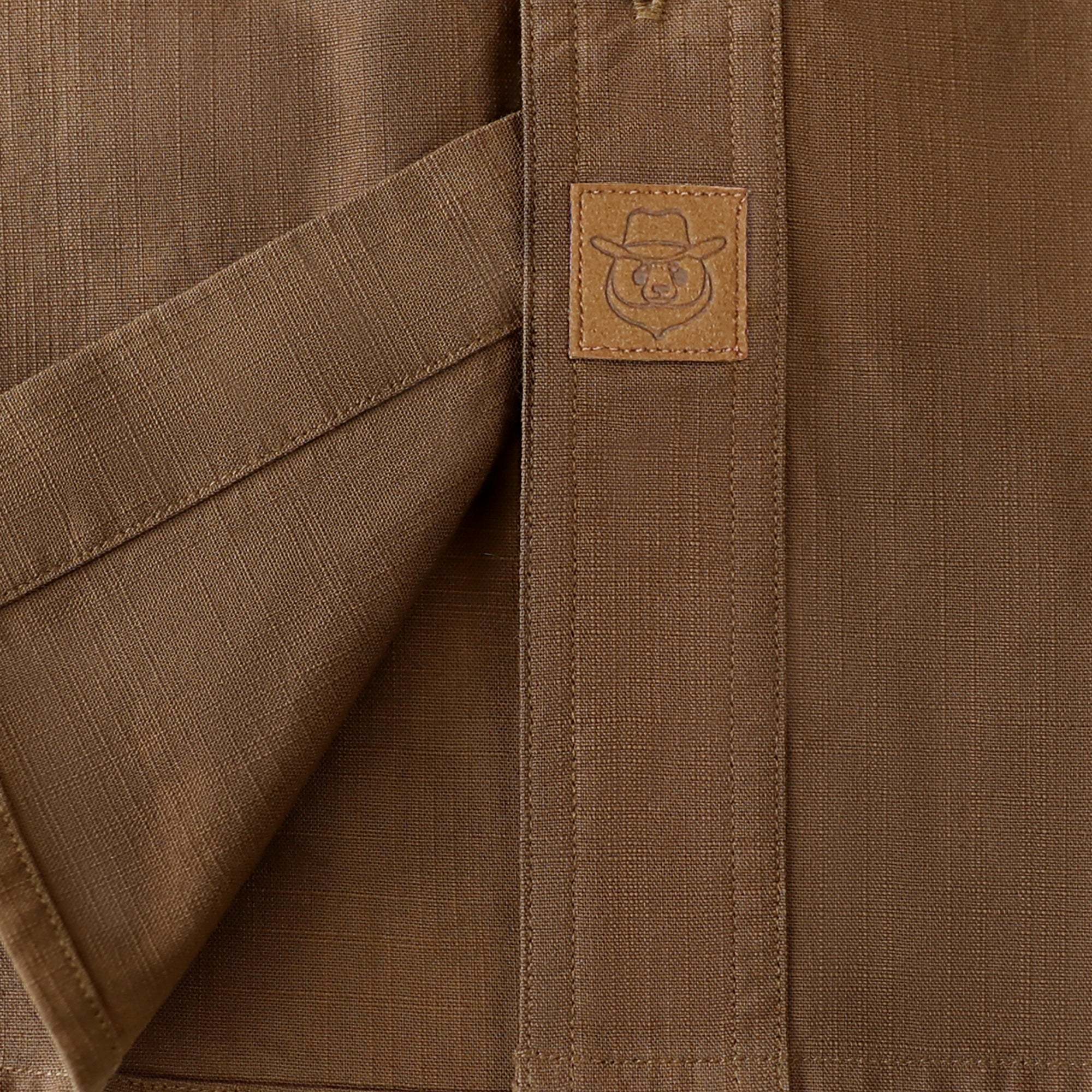 Dubinik? 5.5oz Dark Brown Chambray Long Sleeve Button-Front Closure Pocket Cotton Workshirt#58011