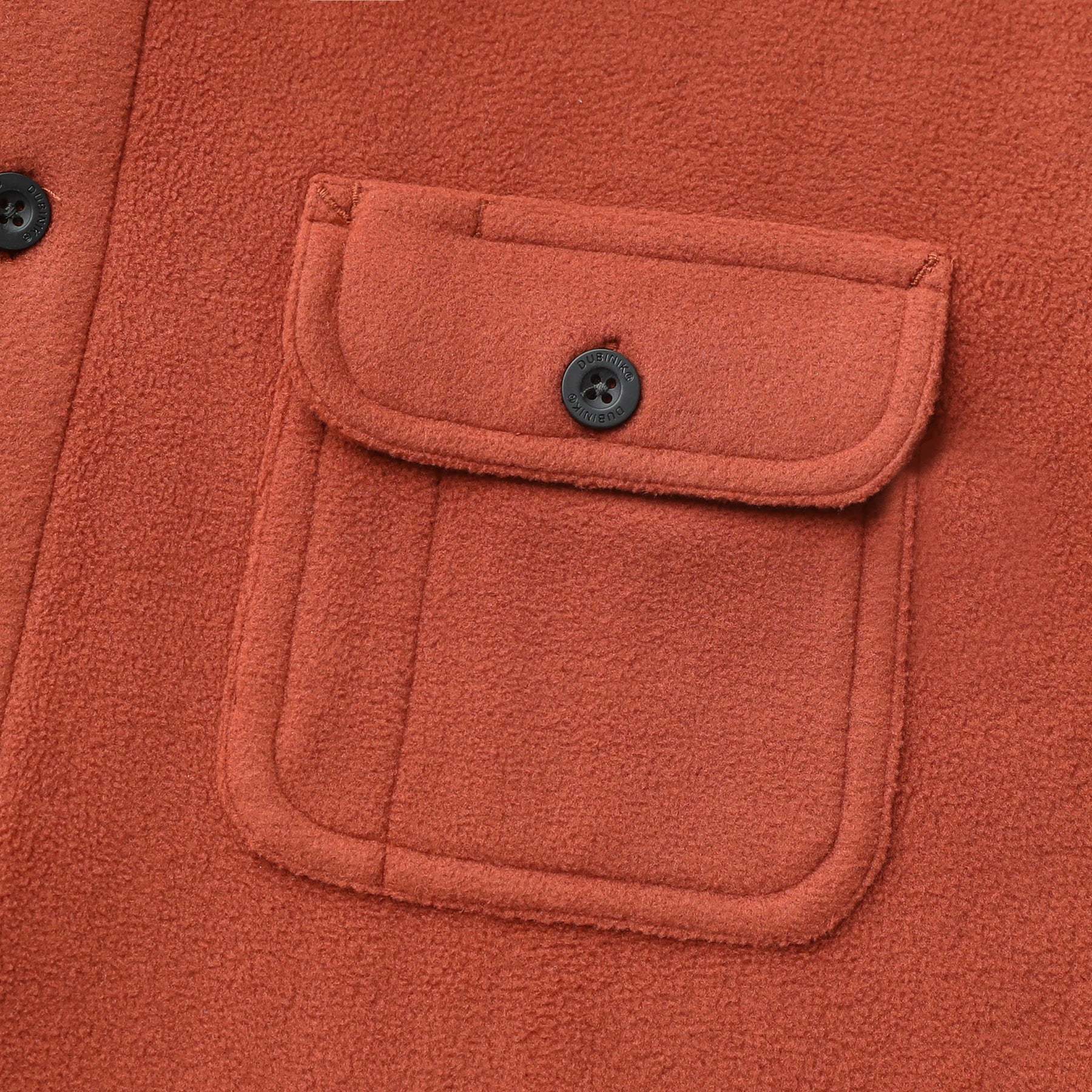 Mens Long Sleeve Orange Red Solid Fleece Shirt Casual Button Down Light-in-weight Shirt #0242