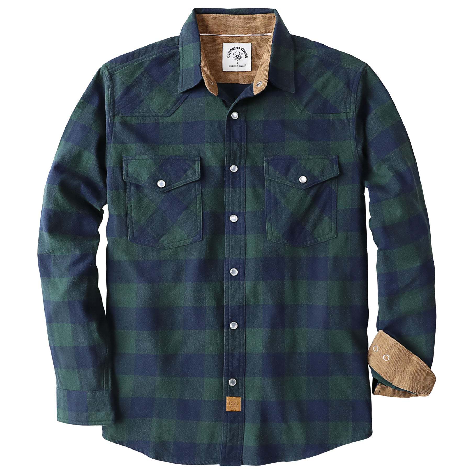 Dubinik? 6oz Men's Long Sleeve Pearl Snap Midweight Flannel Casual Western Cowboy Plaid Shirts 100% Cotton#36014