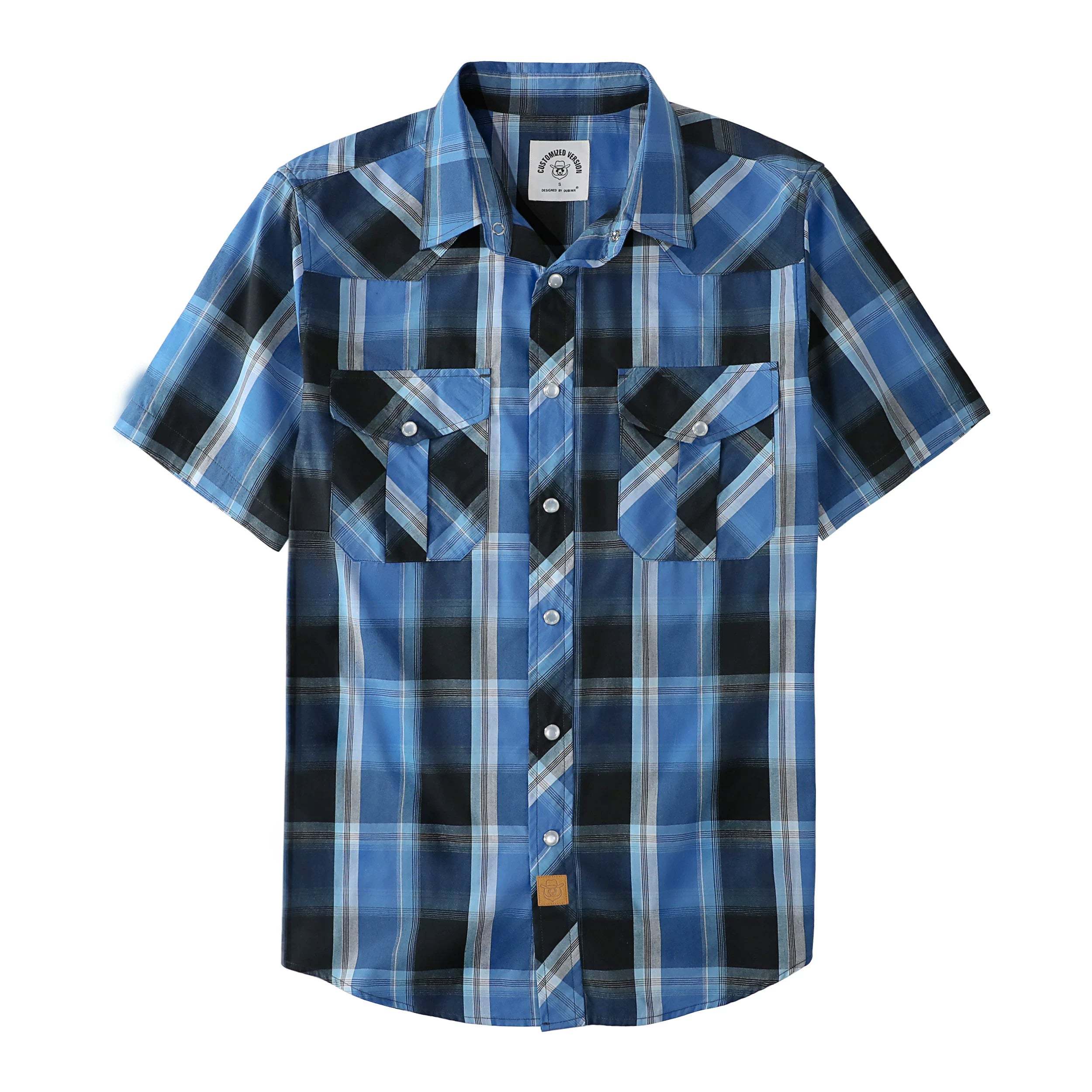 Dubinik? Western Shirts for Men Short Sleeve Plaid Pearl Snap Shirts for Men Button Up Shirt Cowboy Casual Work Shirt#41019