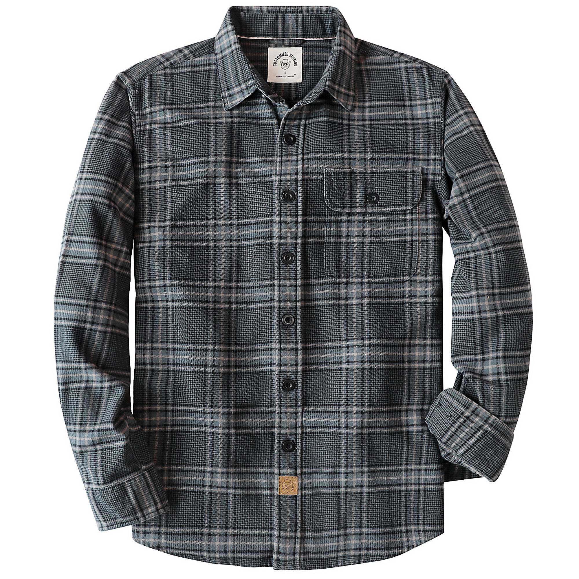 Dubinik? 6oz Mens Long Sleeve Midweight Flannel Shirt Warm Casual Soft Cotton Button Down Plaid Shirt #3404
