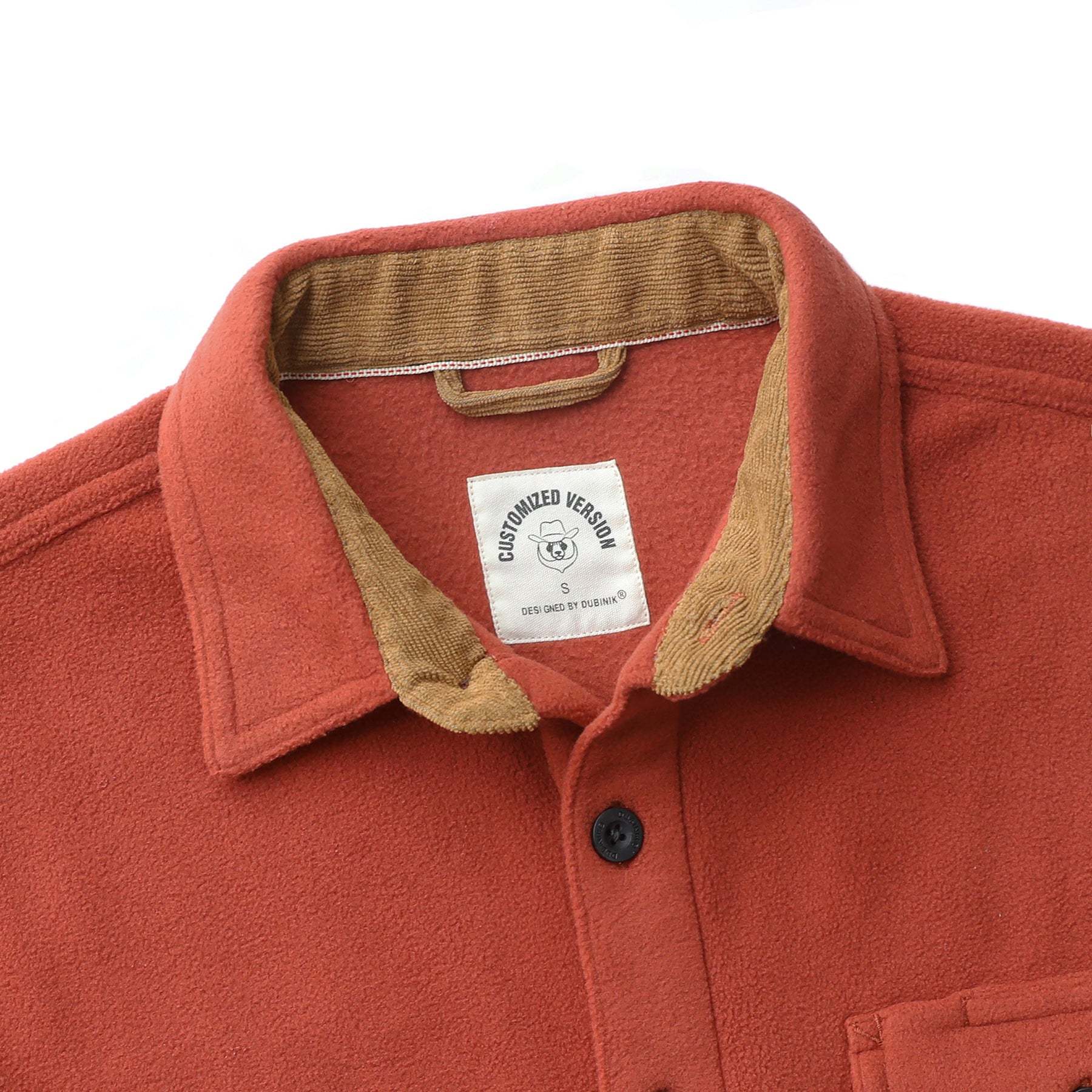 Mens Long Sleeve Orange Red Solid Fleece Shirt Casual Button Down Light-in-weight Shirt #0242