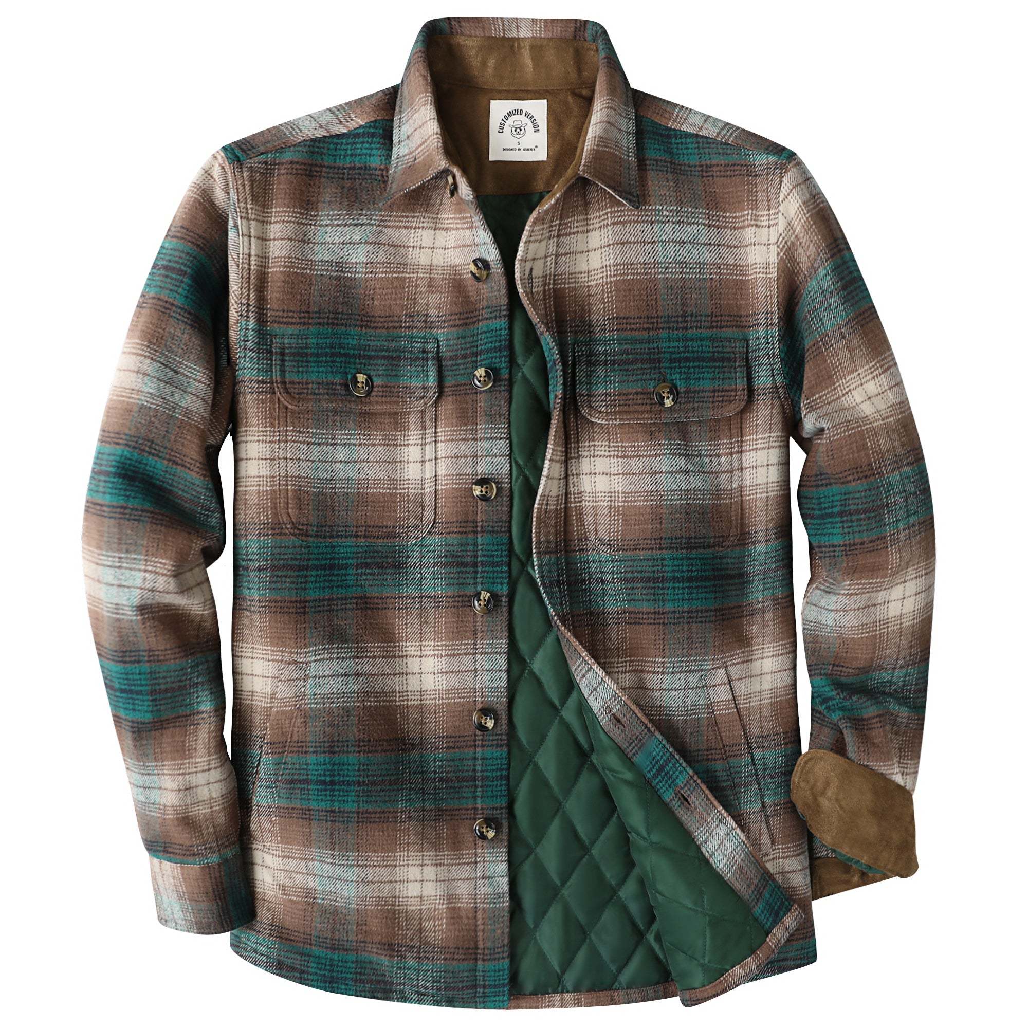 Dubinik? 10.8oz Men's Flannel Shacket Plaid Jacket with Warm Lining Button Up#38405