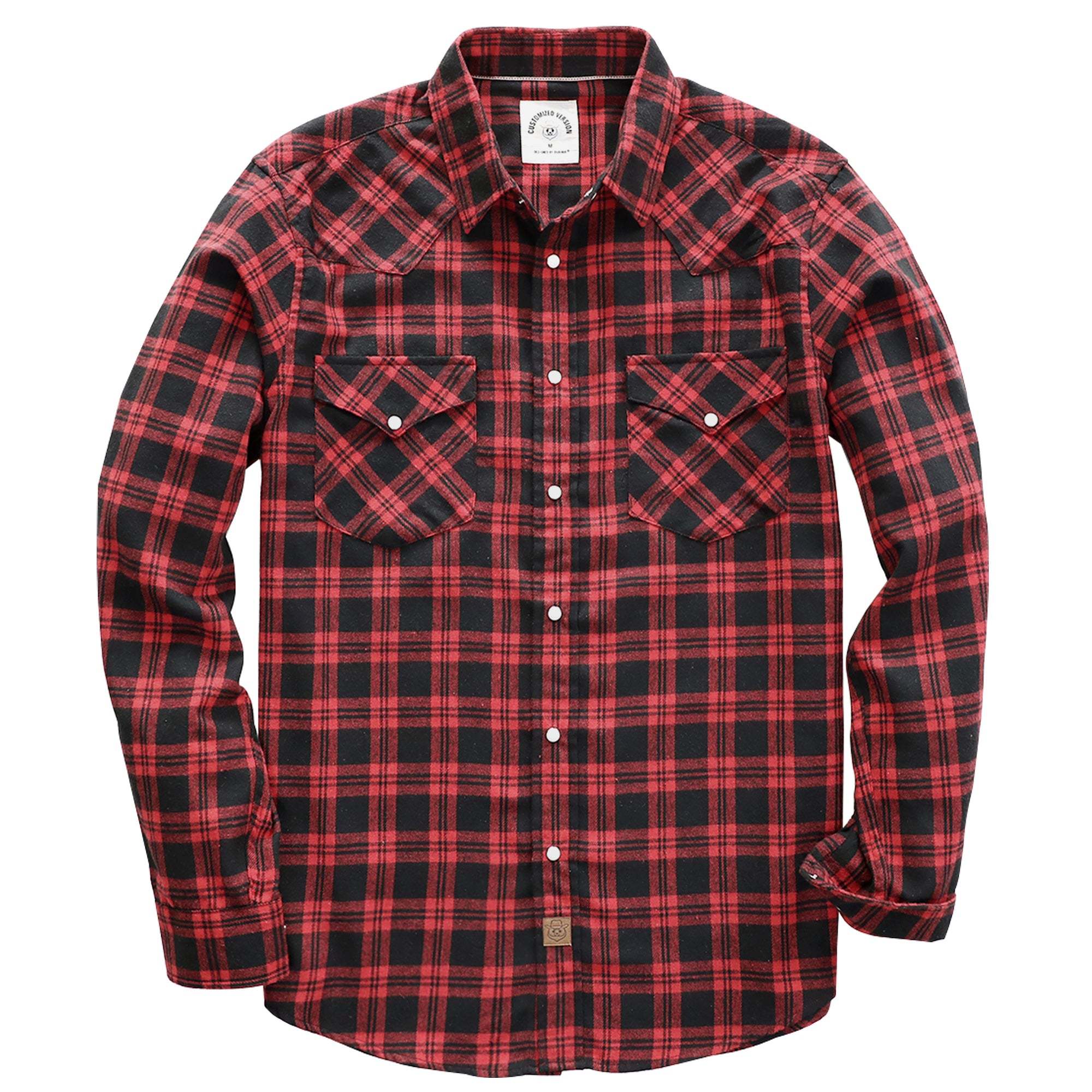 6oz Mens Flannel Long Sleeve Pearl Snap Buttons Western Cowboy Vintage Casual Shirts #2805