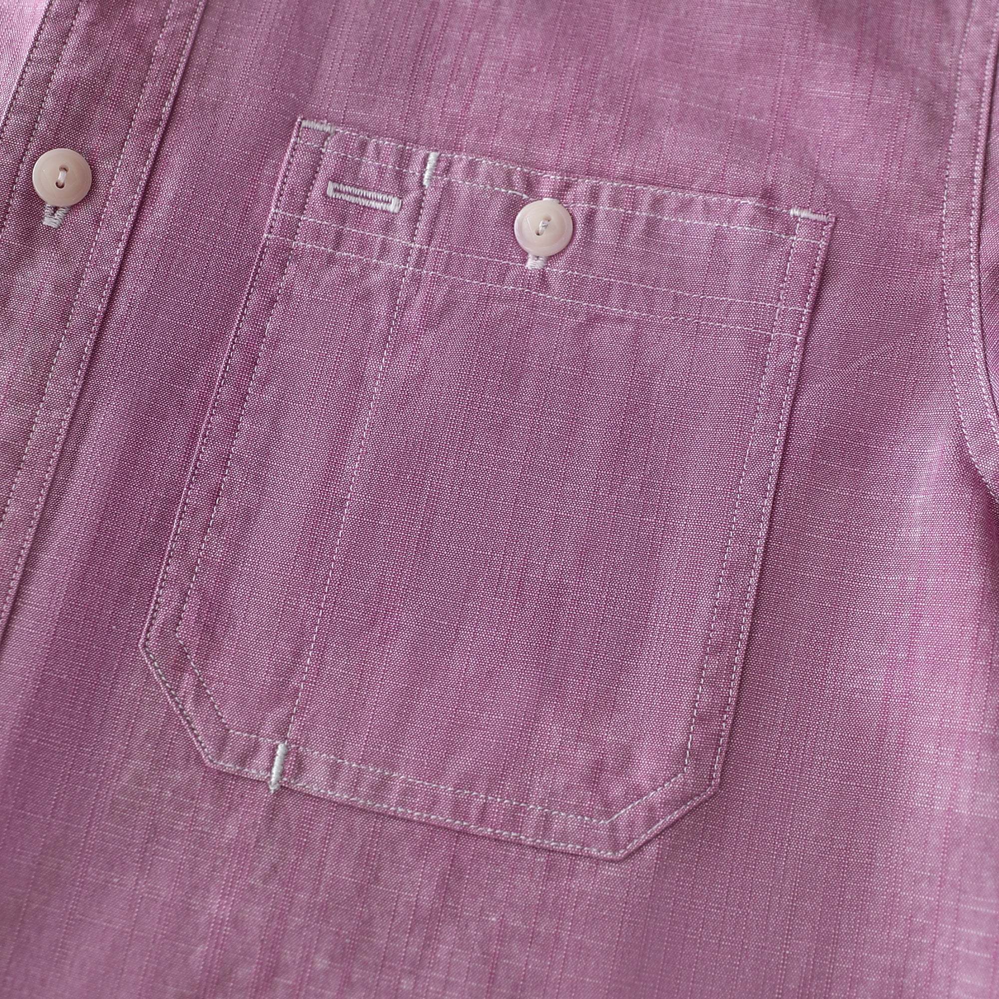 Dubinik? 5.5oz Dark Pink Chambray Long Sleeve Button-Front Closure Pocket Cotton Workshirt#58012