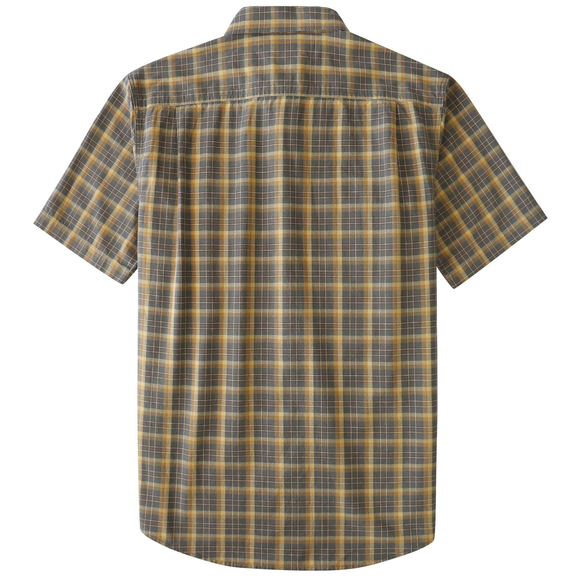 Dubinik? Men’s Short Sleeve Button-Down Shirt, Double Pockets, Casual Workwear Plaid#10176