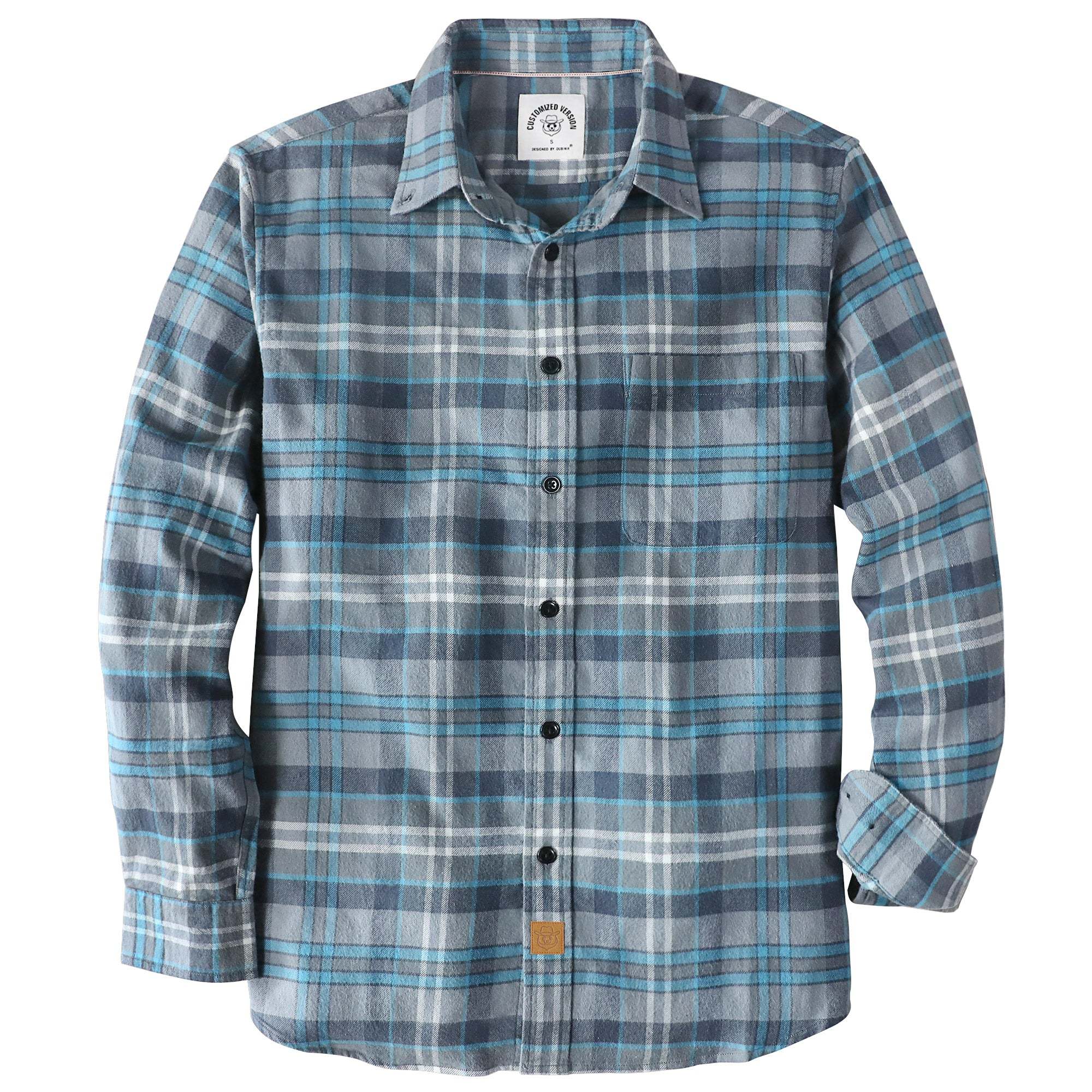Dubinik? 6oz Mens Flannel Shirts Long Sleeve Button Down Casual Work Plaid Shirt Men All Cotton Soft with Pocket Regular Fit#03-054