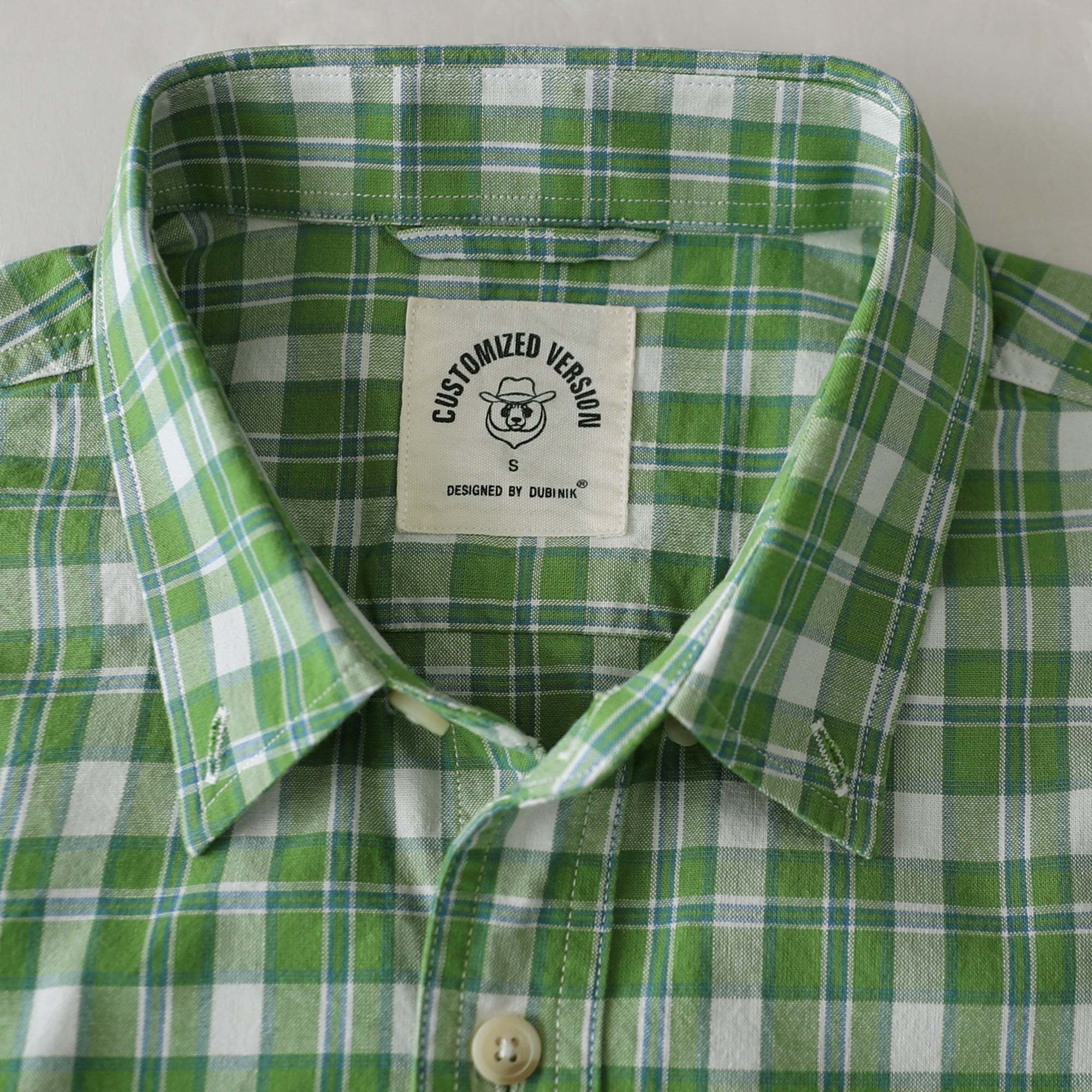 Dubinik? Men’s Short Sleeve Button-Down Shirt, Double Pockets, Casual Workwear Plaid#10174