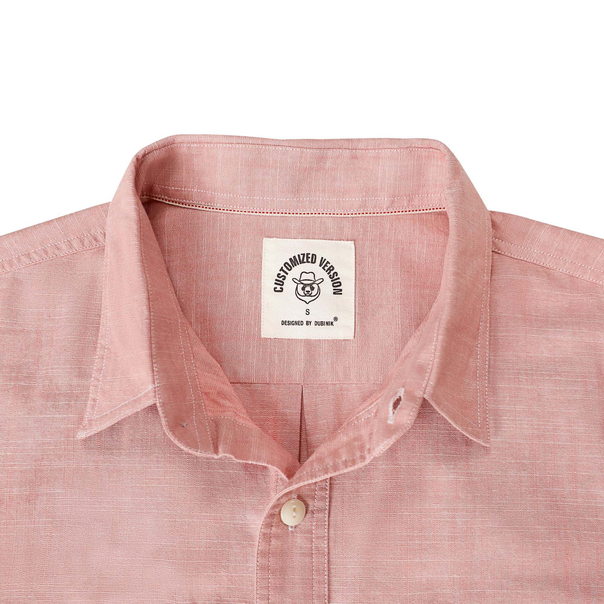 Dubinik? Pink Solid Mens Short Sleeve Button Down Casual Cotton Regular Fit Lightweight Pocket Chambray Mens Button Down Short Sleeve#0057002