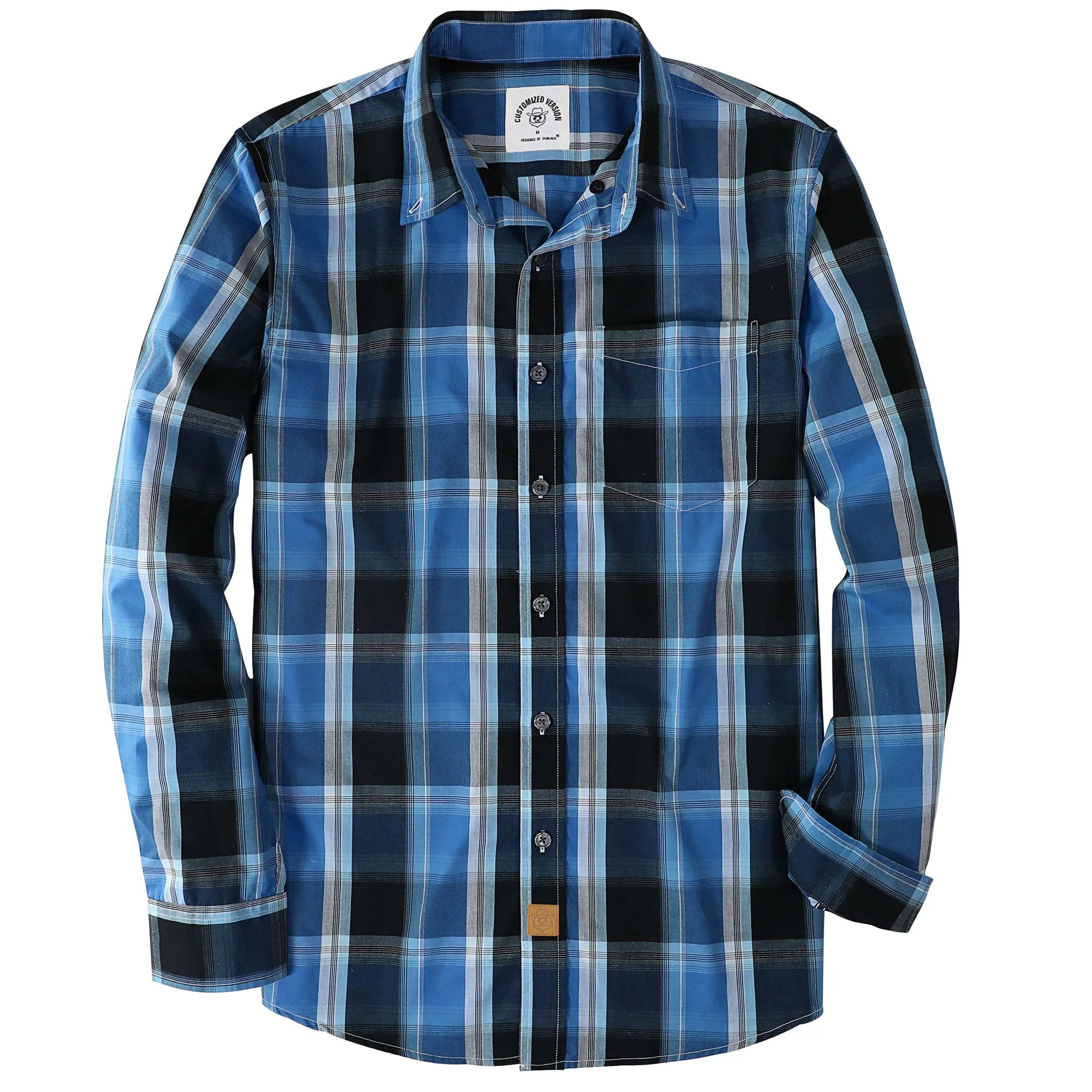 Dubinik? 3.2oz Mens Long Sleeve Casual Button Down Vintage Plaid Shirts#52019