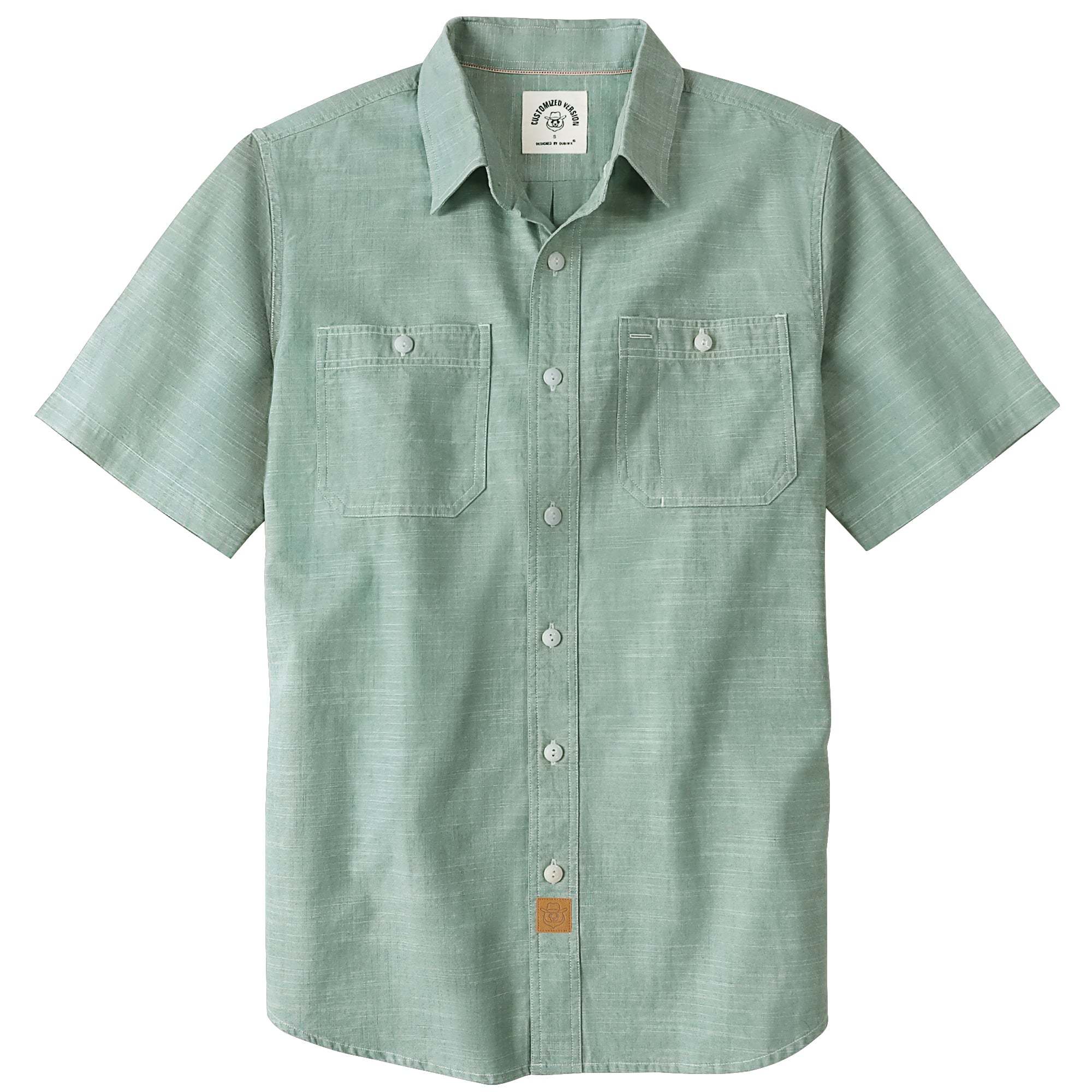 Dubinik? Light Green Solid Mens Short Sleeve Button Down Casual Cotton Regular Fit Lightweight Pocket Chambray Mens Button Down Short Sleeve#0057005