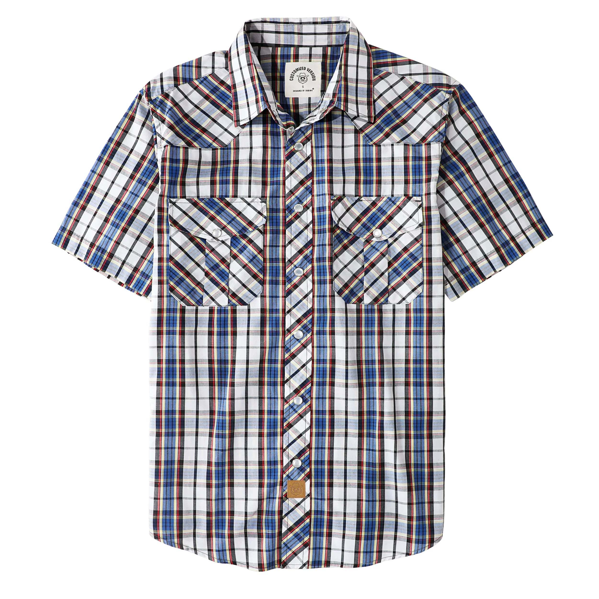 Dubinik? Western Shirts for Men Short Sleeve Plaid Pearl Snap Shirts for Men Button Up Shirt Cowboy Casual Work Shirt#41009