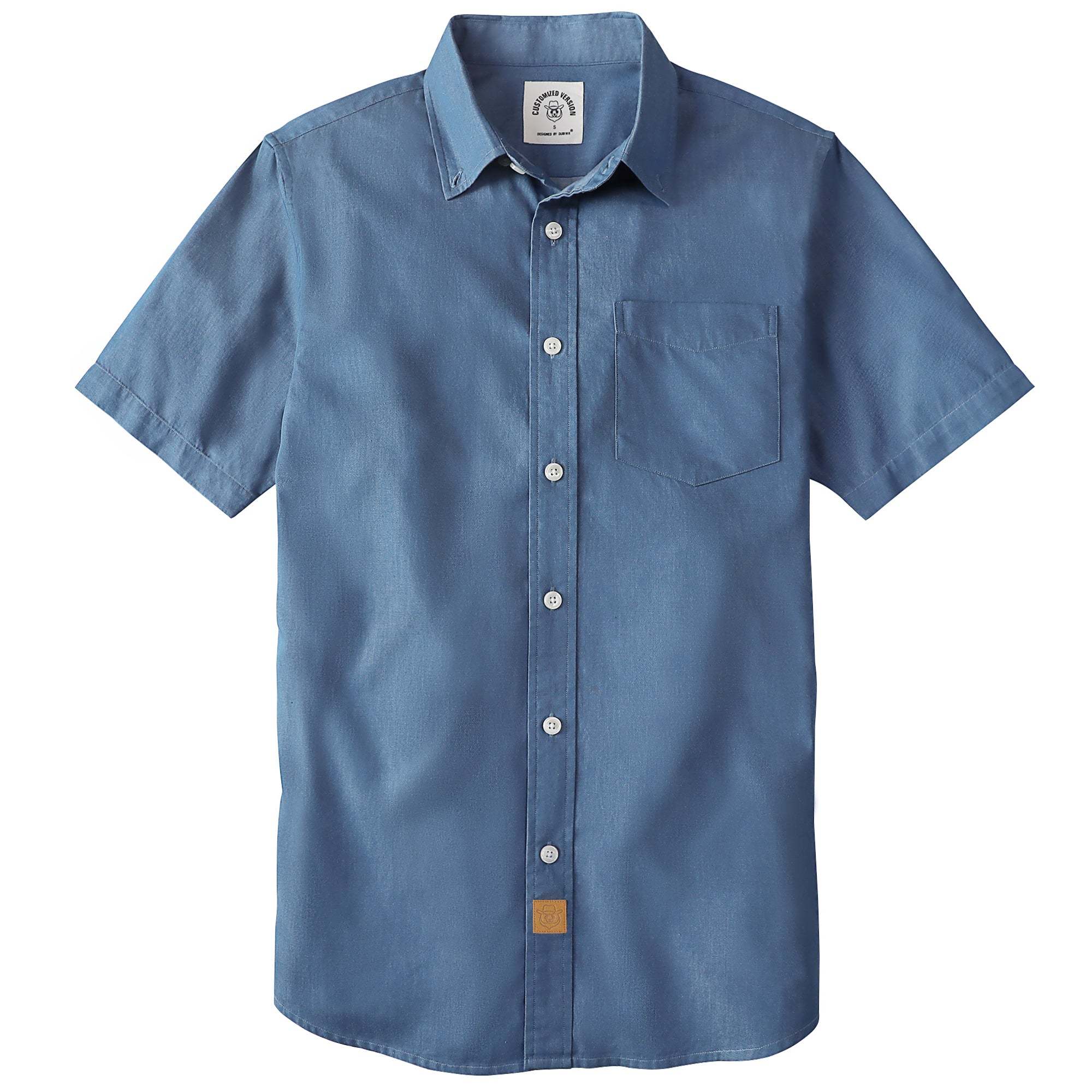 Dubinik? Denim Solid Mens Short Sleeve Button Down Shirts Summer Vintage Short Sleeve Button Down Men Lightweight Men's Casual Shirts#51034