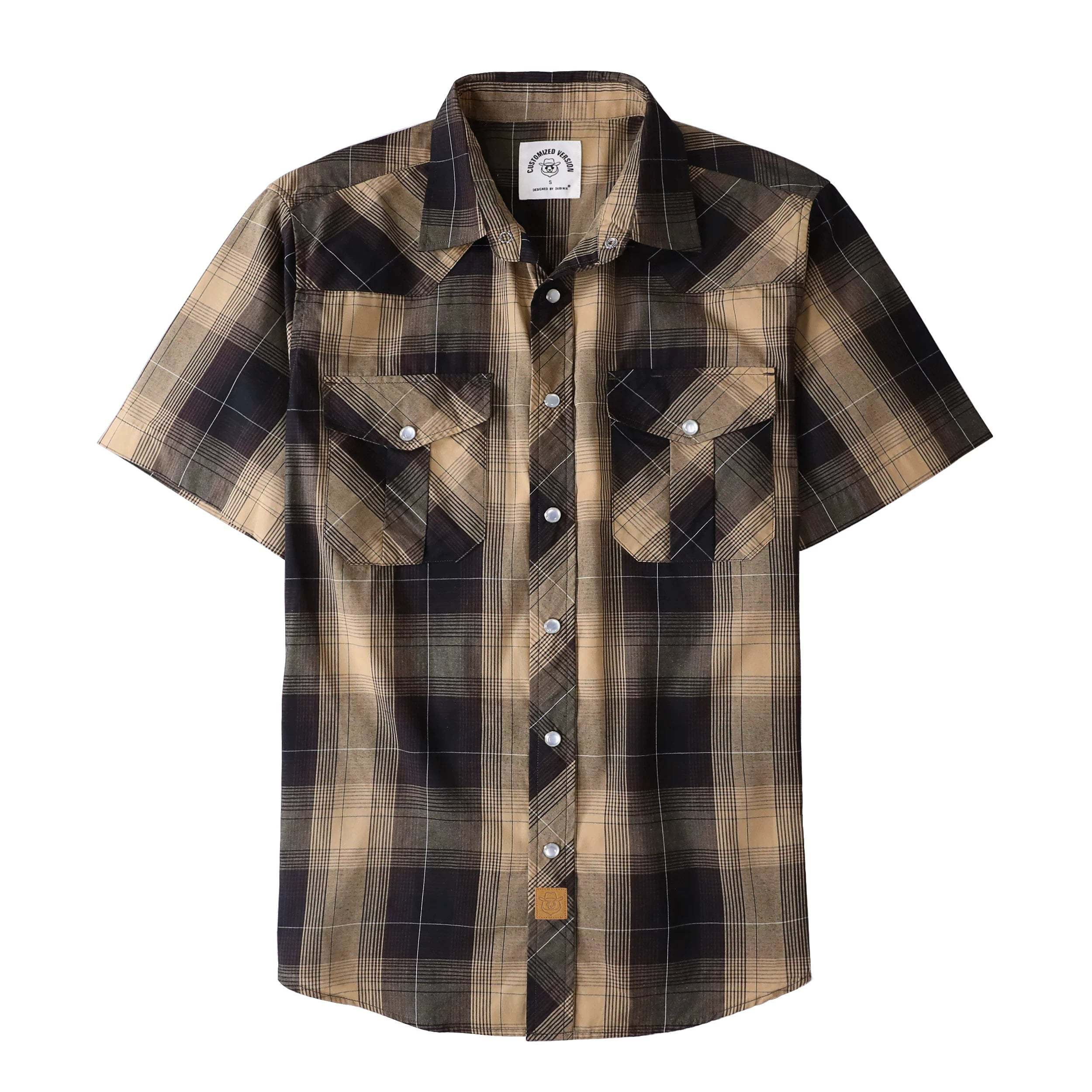 Dubinik? Western Shirts for Men Short Sleeve Plaid Pearl Snap Shirts for Men Button Up Shirt Cowboy Casual Work Shirt#41027