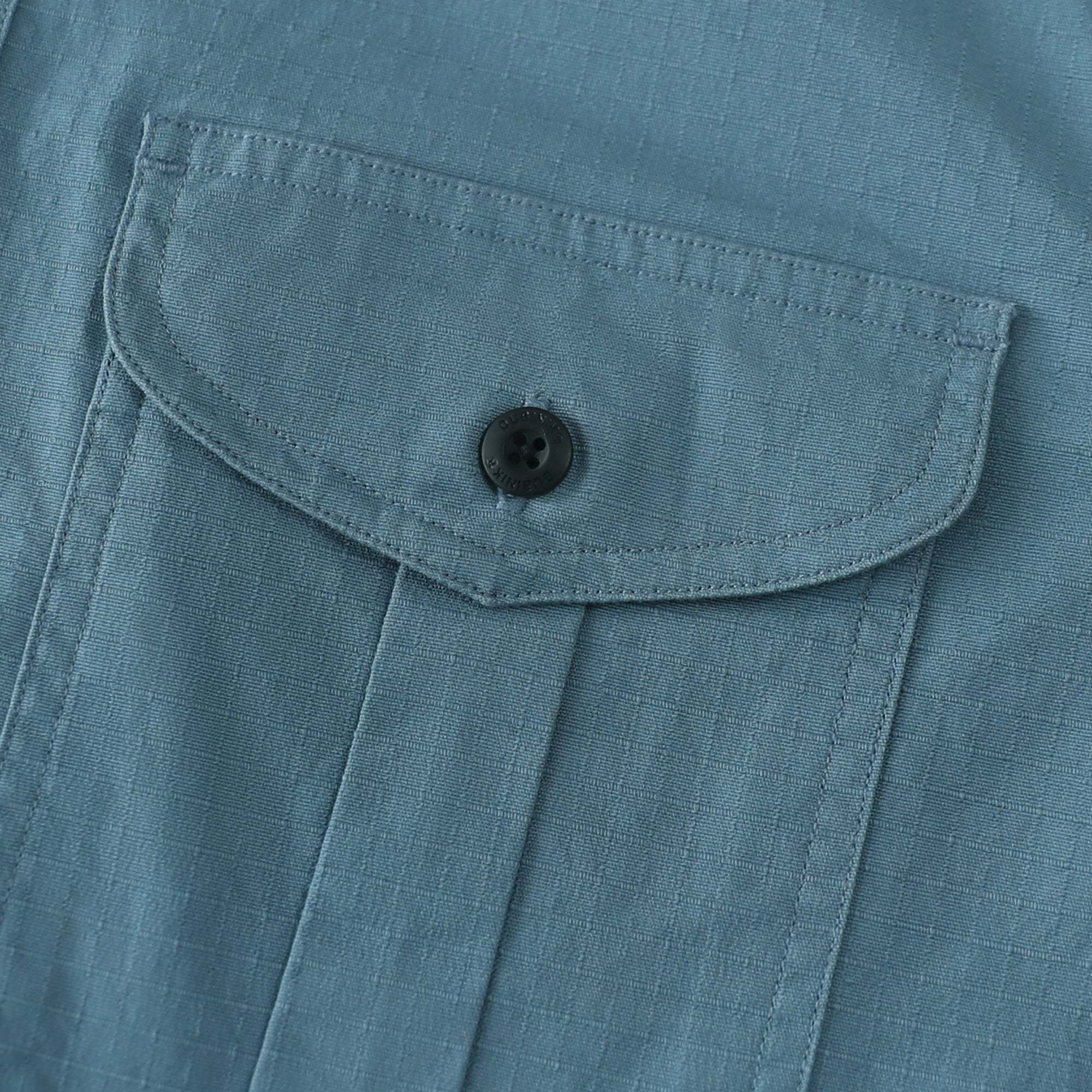 Dubinik? Mens Short Sleeve Button Down Shirts Two Pocket Vintage Mens Work Shirt Slate Blue Cotton Mens Shirts Casual with Stretch#0055008