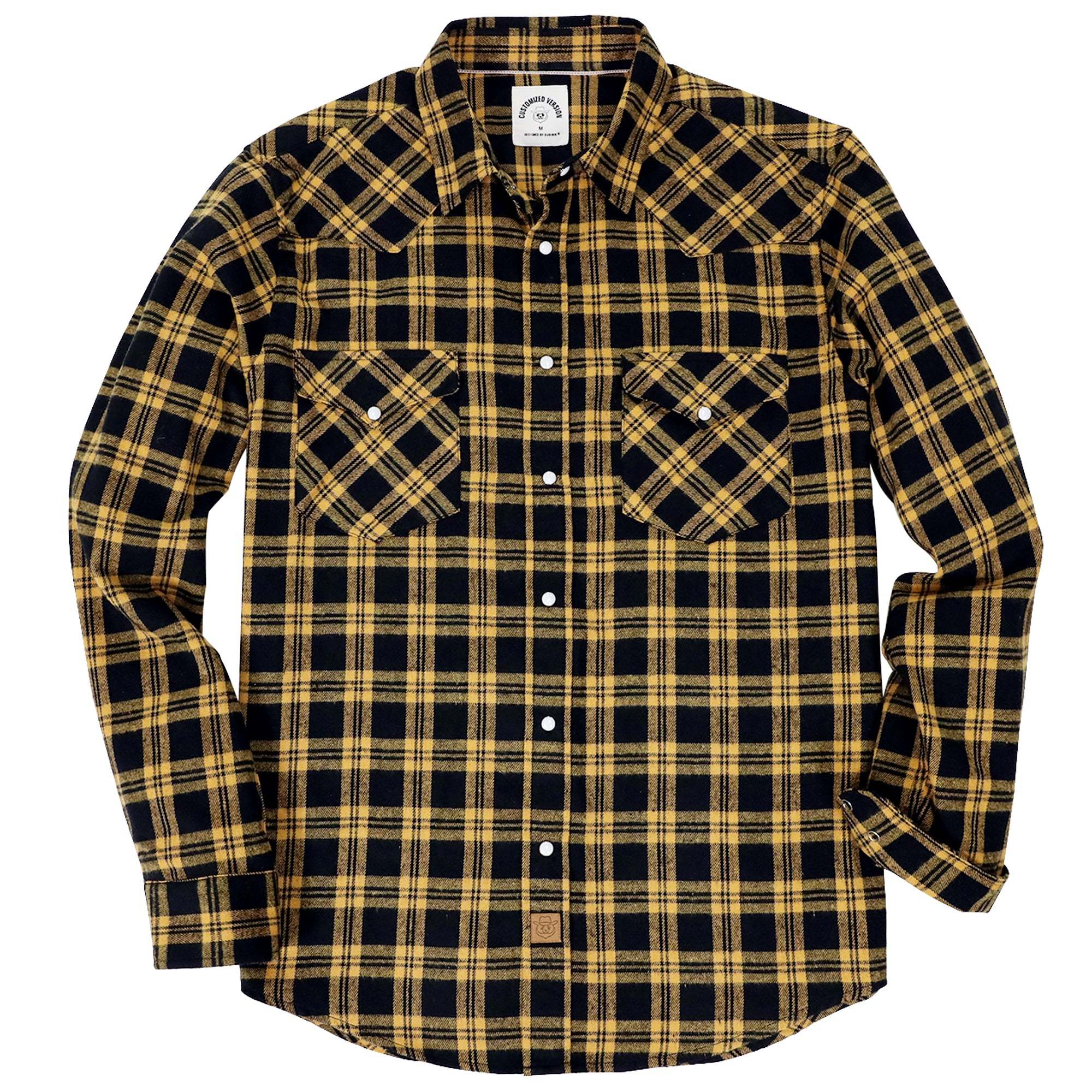 6oz Mens Flannel Long Sleeve Pearl Snap Buttons Western Cowboy Vintage Casual Shirts #2806