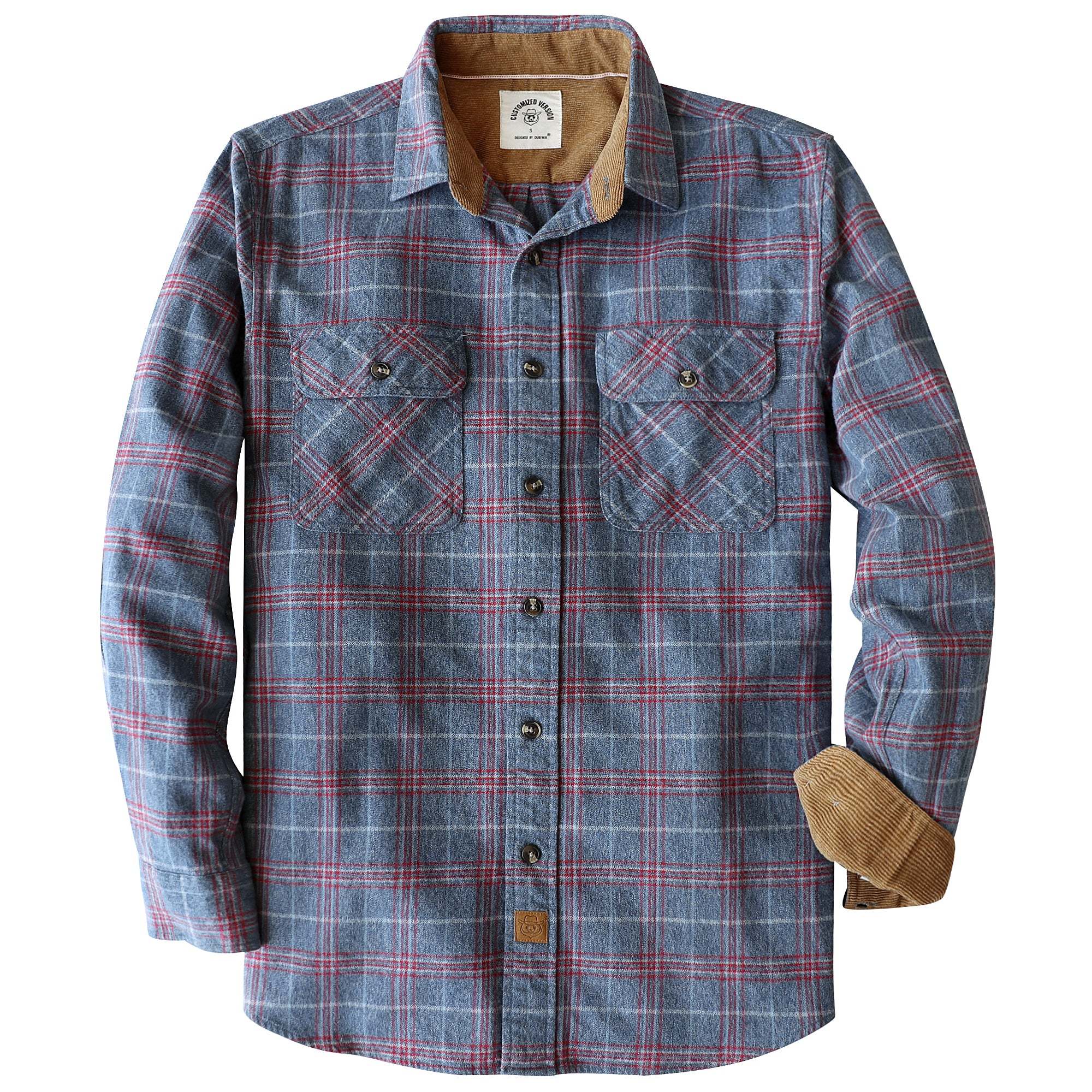Dubinik? 6oz Mens Flannel Shirt Long Sleeve Button Down Plaid All Cotton Soft Brushed Flannel Shirt For Men Utility Casual Shirt #0030010