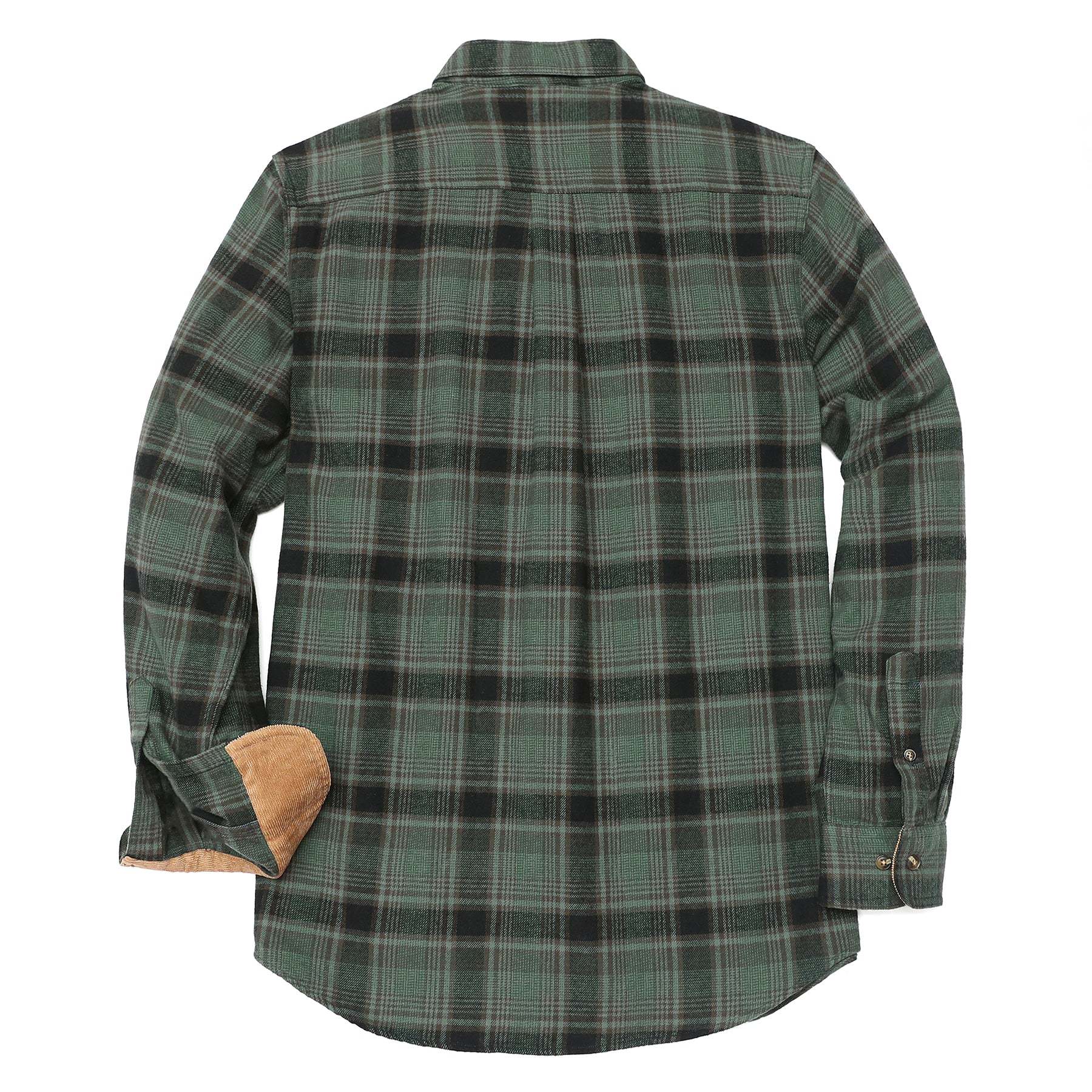 6oz Mens Midweight Green Flannel Shirts Long Sleeve Casual Button Down Brushed 100% Cotton Shirt#1014