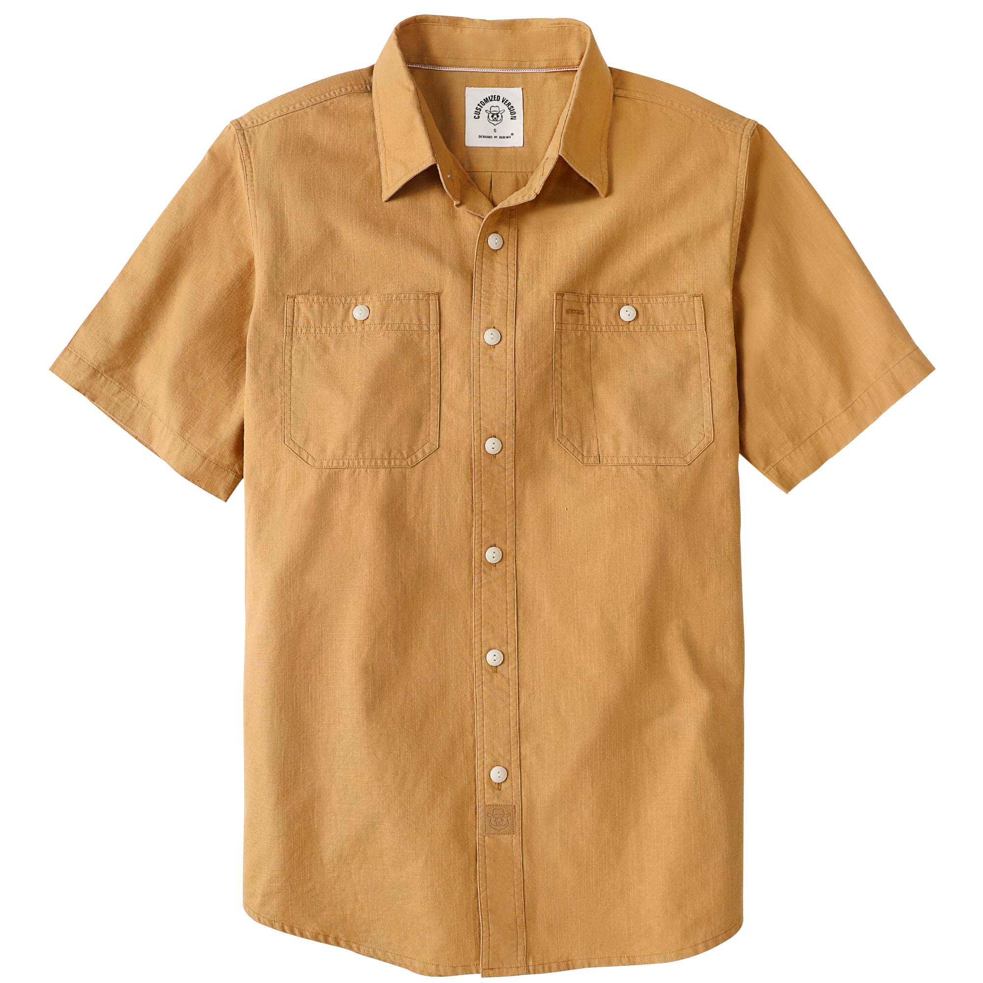Dubinik? Orange Solid Mens Short Sleeve Button Down Casual Cotton Regular Fit Lightweight Pocket Chambray Mens Button Down Short Sleeve#0057001