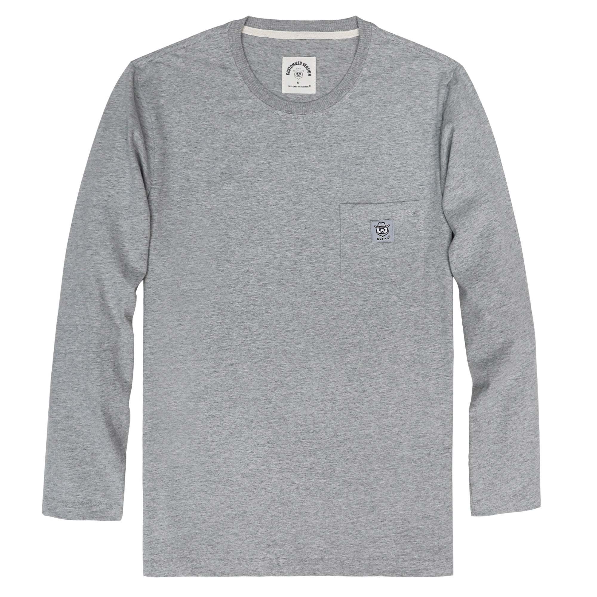 Dubinik? Men's Long Sleeve T-Shirts 100% Cotton Heightwight Workwear with Pocket#31201
