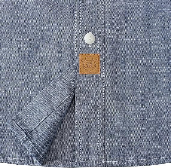 Tall size in stock now! Dubinik? 5.5oz Denim Blue Chambray Long Sleeve Button-Front Closure Pocket Cotton Workshirt#58004