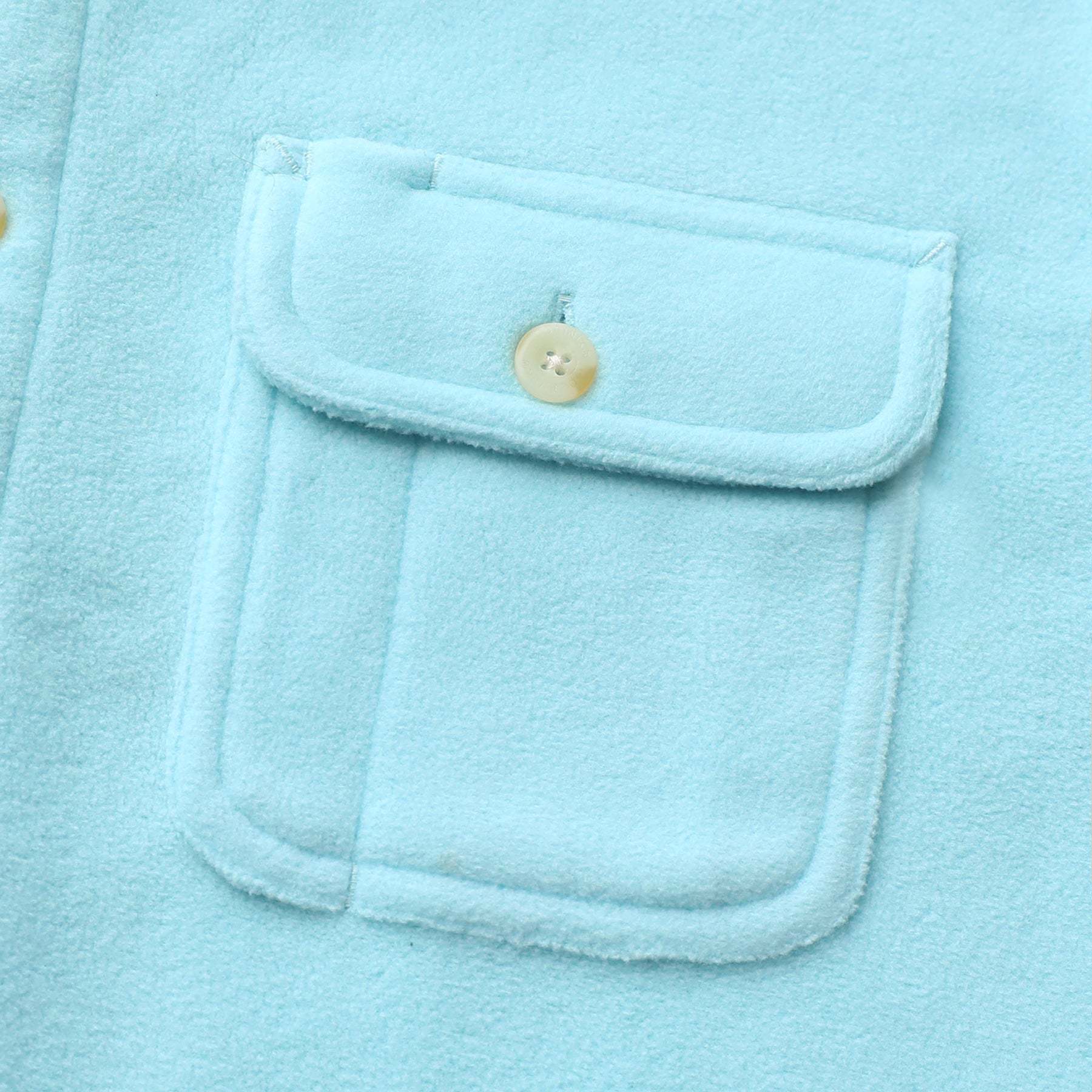 Mens Long Sleeve Sky Blue Solid Fleece Shirt Casual Button Down Light-in-weight Shirt #0243