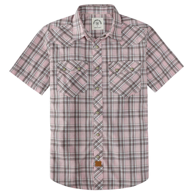 Dubinik? Men's Pearl Snap Sawtooth Pocket Western Plaid Shirt Short Sleeve#47018