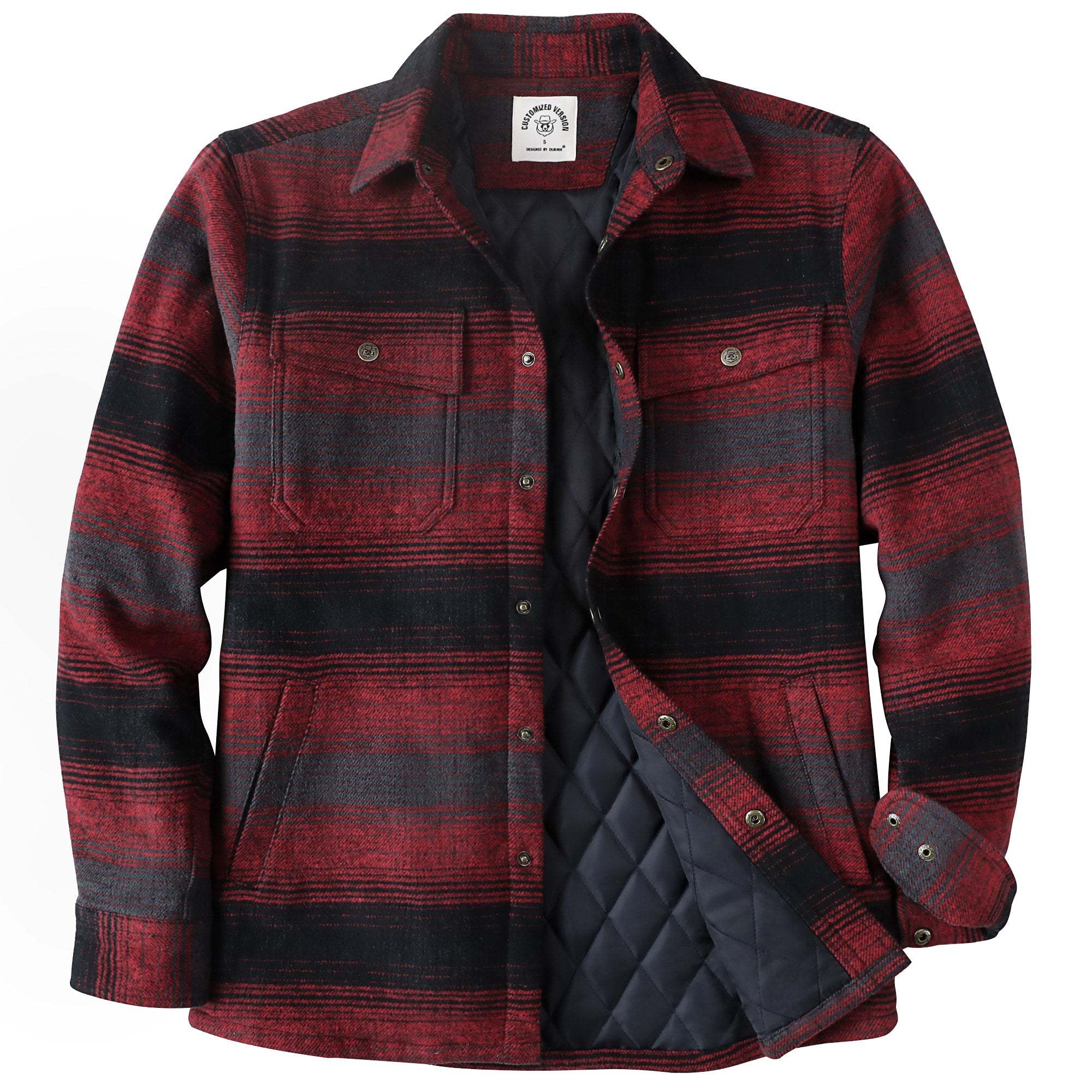 Dubinik? 10.8oz Men’s Overshirt Shacket – Cozy Warm-Lined Plaid Flannel, Lightweight Casual Button-Down Long Sleeve Jacket  #0181007