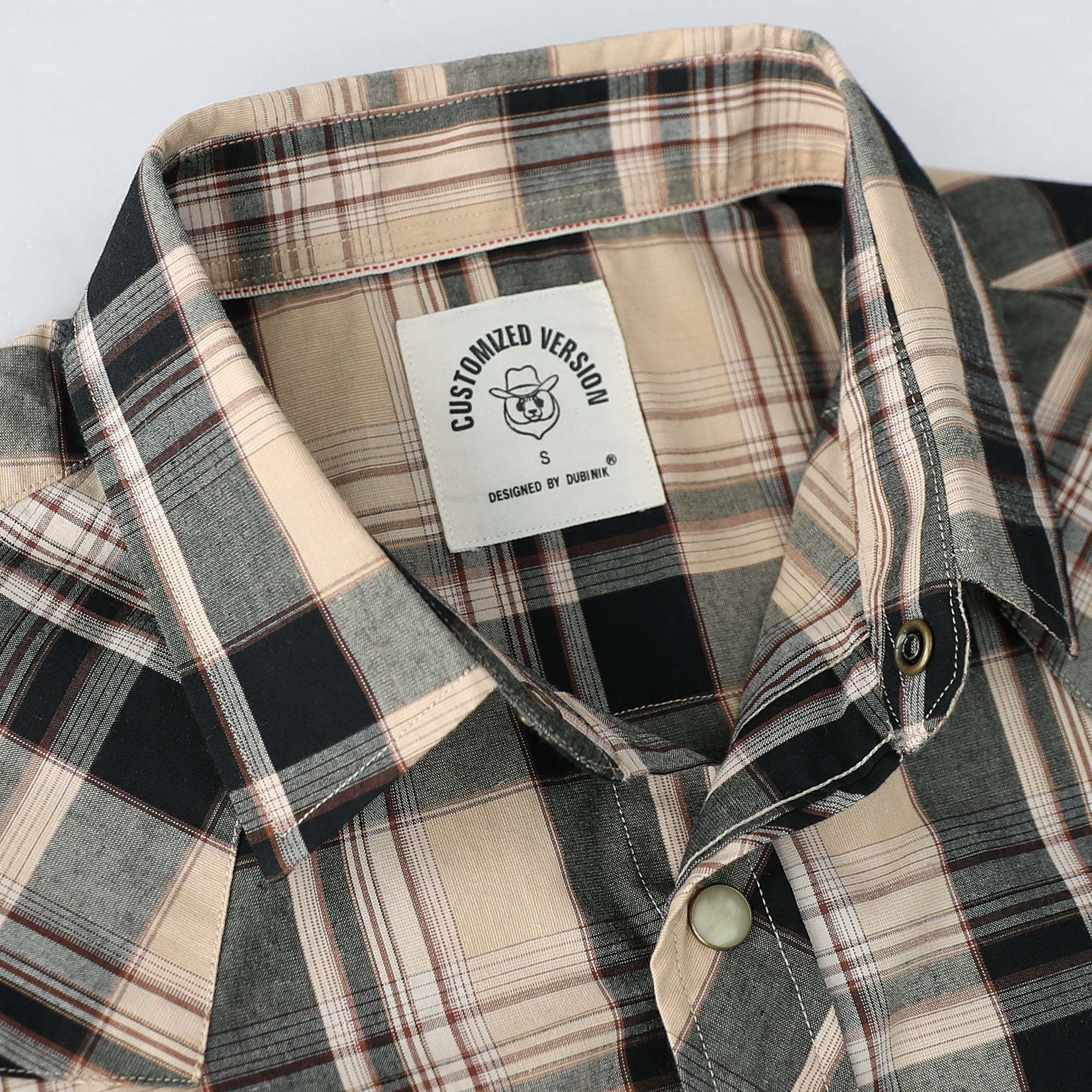 Dubinik? 4.1oz Pearl Snap Shirts For Men Long Sleeve Lightweight Casual Sawtooth Pocket Western Plaid Cowboy Cotton Vintage Work Shirt#48004