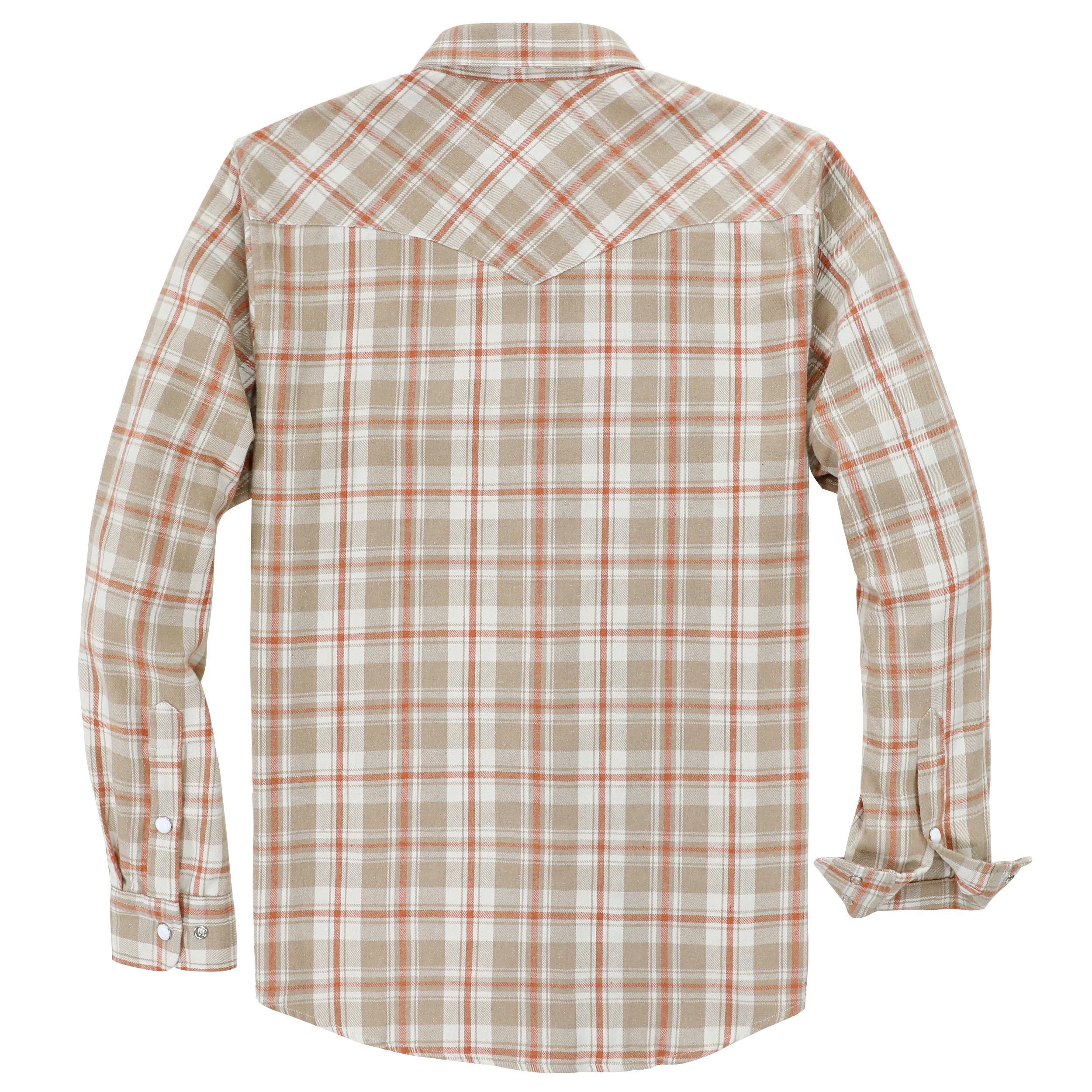 Dubinik? 6oz Flannel Shirt for Men Western Cowboy Pearl Snap Shirts for Men Long Sleeve Vintage Buttons Down Plaid Shirt#28406