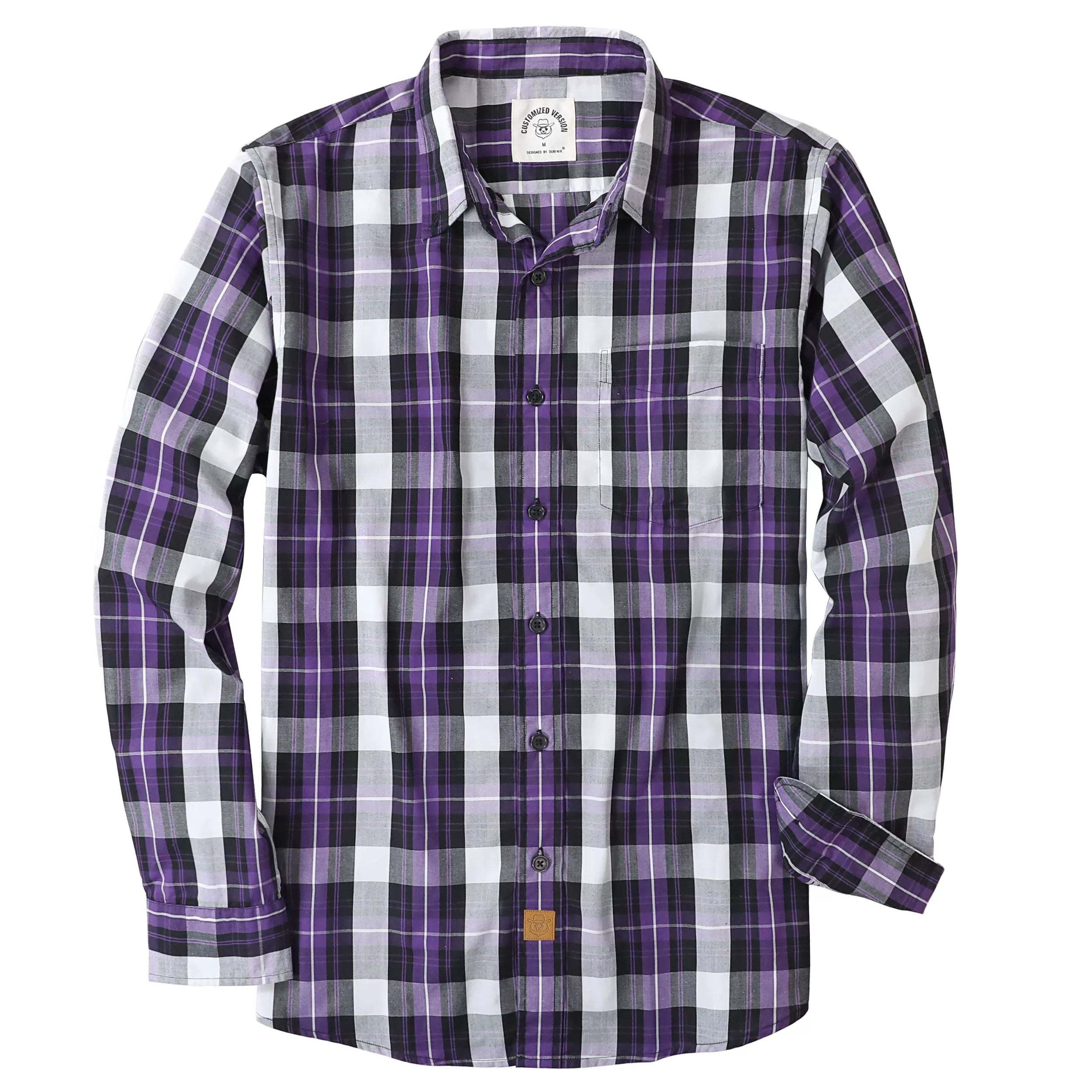 Dubinik? 3.2oz Mens Long Sleeve Casual Button Down Vintage Plaid Shirts#52033