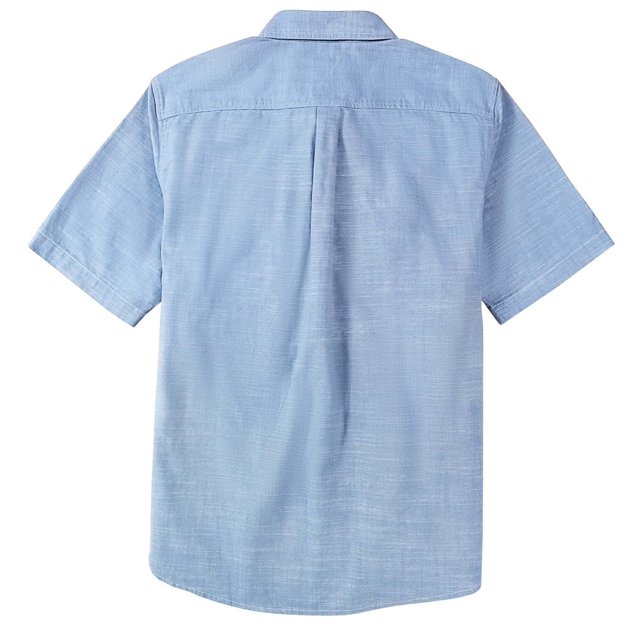 Dubinik? Sky Blue Solid Mens Short Sleeve Button Down Casual Cotton Regular Fit Lightweight Pocket Chambray Mens Button Down Short Sleeve#0057003