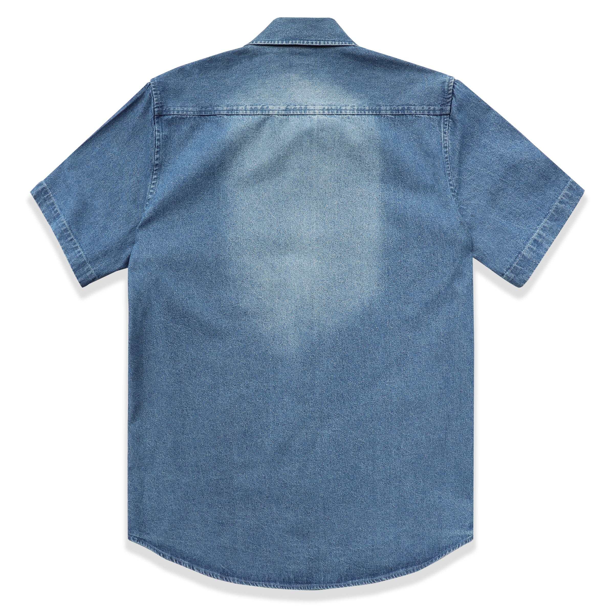 Men's cotton short-sleeved denim shirt #5502