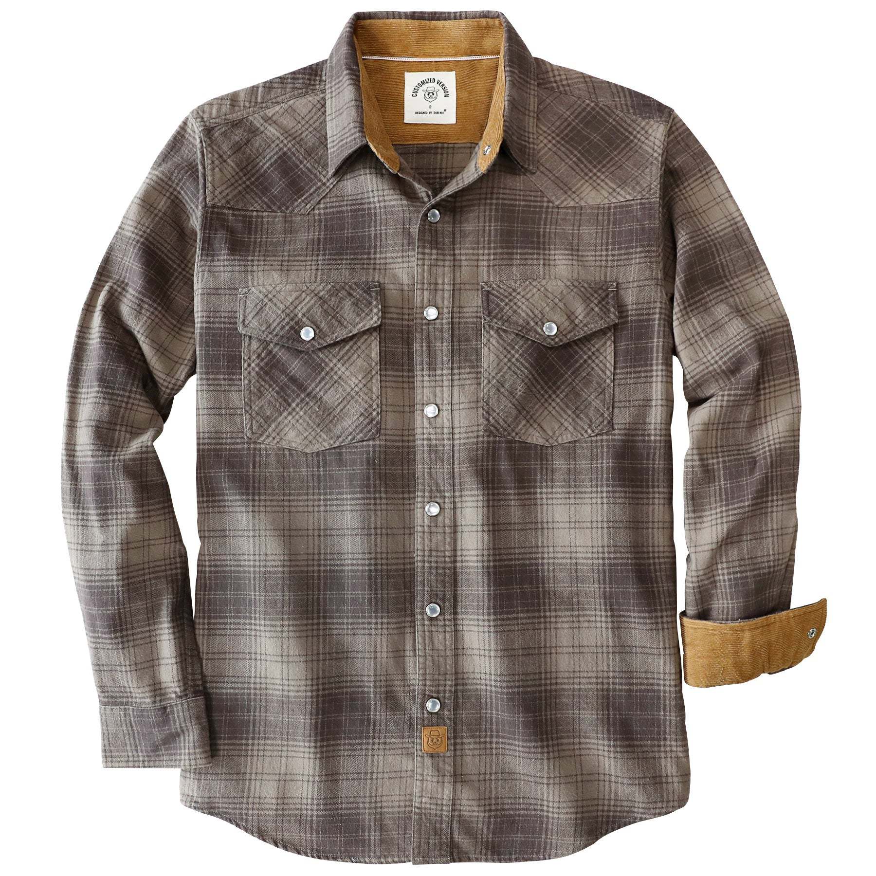 Dubinik? 6oz Men's Long Sleeve Pearl Snap Midweight Flannel Casual Western Cowboy Plaid Shirts 100% Cotton#36013