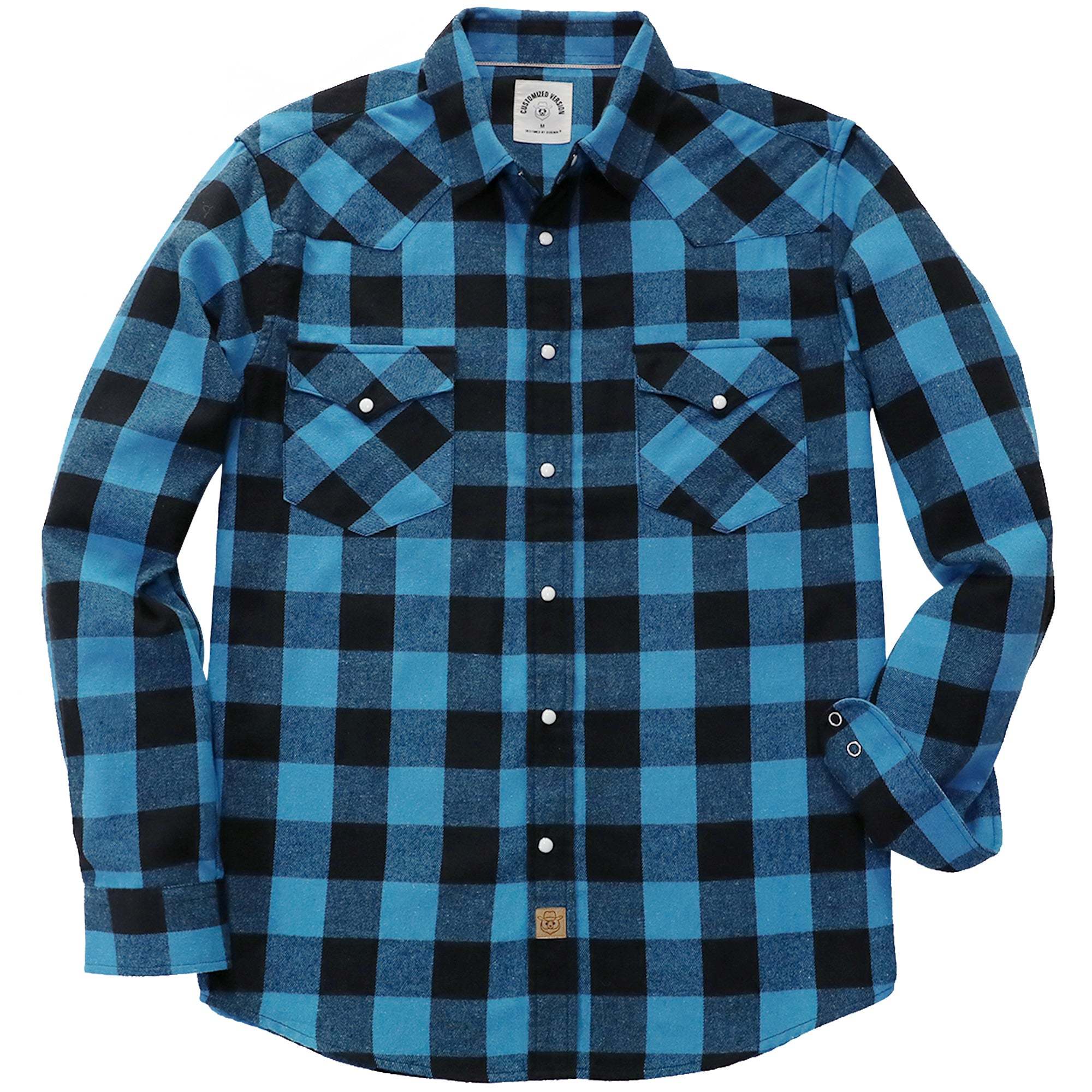 6oz Mens Flannel Long Sleeve Pearl Snap Buttons Western Cowboy Vintage Casual Shirts #2803