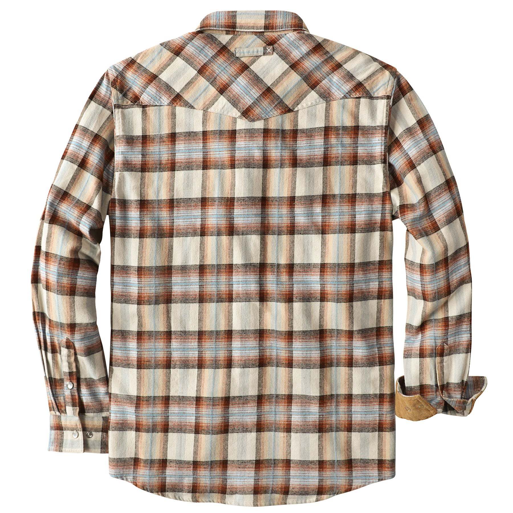 Dubinik? 6oz Men's Long Sleeve Pearl Snap Midweight Flannel Casual Western Cowboy Plaid Shirts 100% Cotton#36019