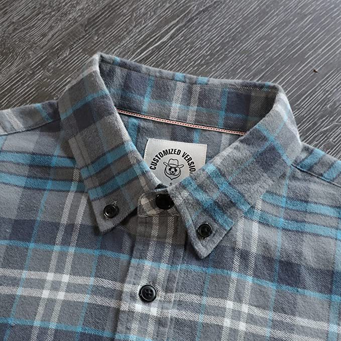 Dubinik? 6oz Mens Flannel Shirts Long Sleeve Button Down Casual Work Plaid Shirt Men All Cotton Soft with Pocket Regular Fit#03-054
