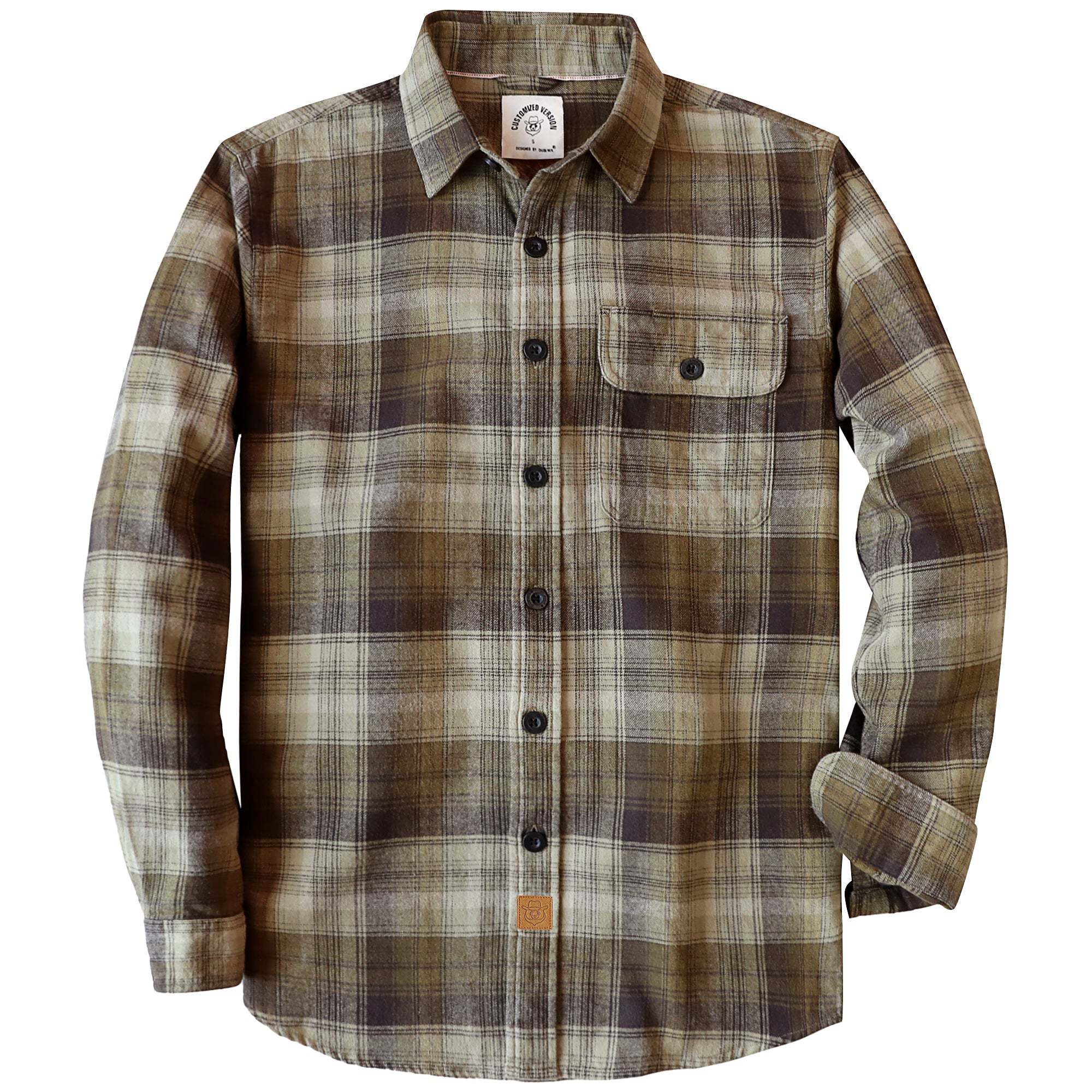 Dubinik? 6oz Mens Long Sleeve Midweight Flannel Shirt Warm Casual Soft Cotton Button Down Plaid Shirt #3416