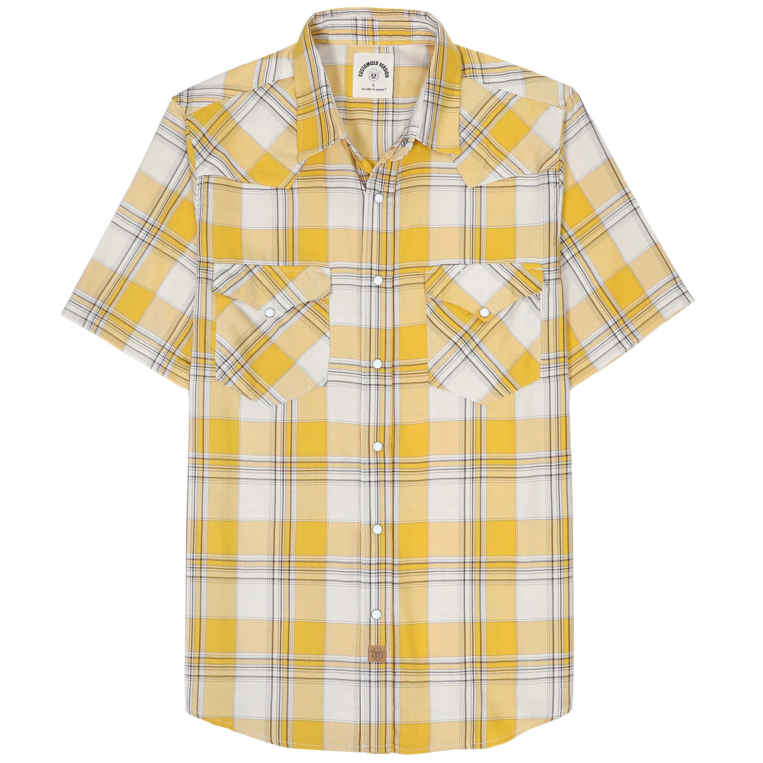 Dubinik?Bamboo Fiber Mens Shirts Short Sleeve Plaid Shirt Men Western Cowboy Pearl Snap Vintage Casual Plaid Shirt #29401