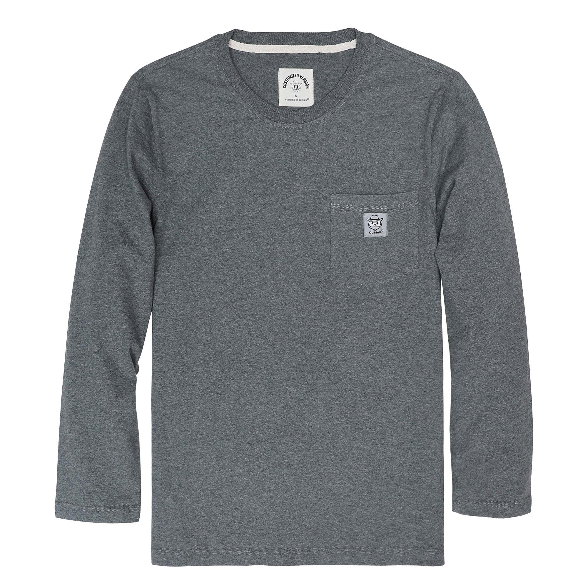 Dubinik? Men's Long Sleeve T-Shirts 100% Cotton Heightwight Workwear with Pocket#31202