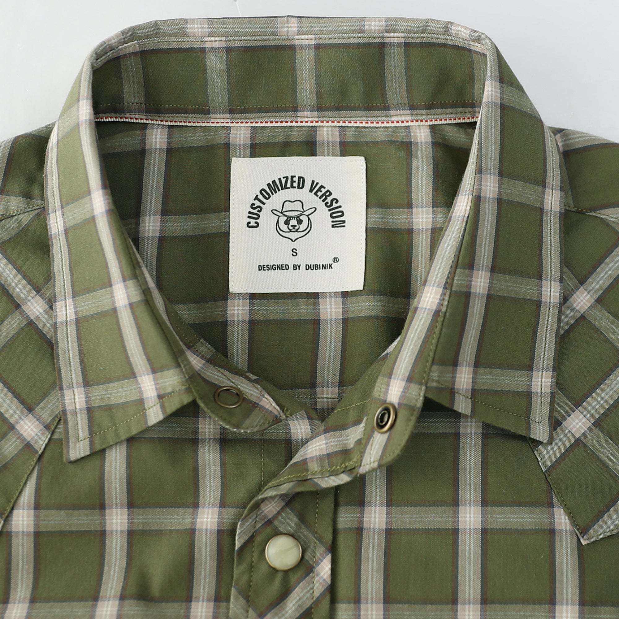 Dubinik? 4.1oz Pearl Snap Green Shirts For Men Long Sleeve Lightweight Casual Sawtooth Pocket Western Plaid Cowboy Cotton Vintage Work Shirt#48026